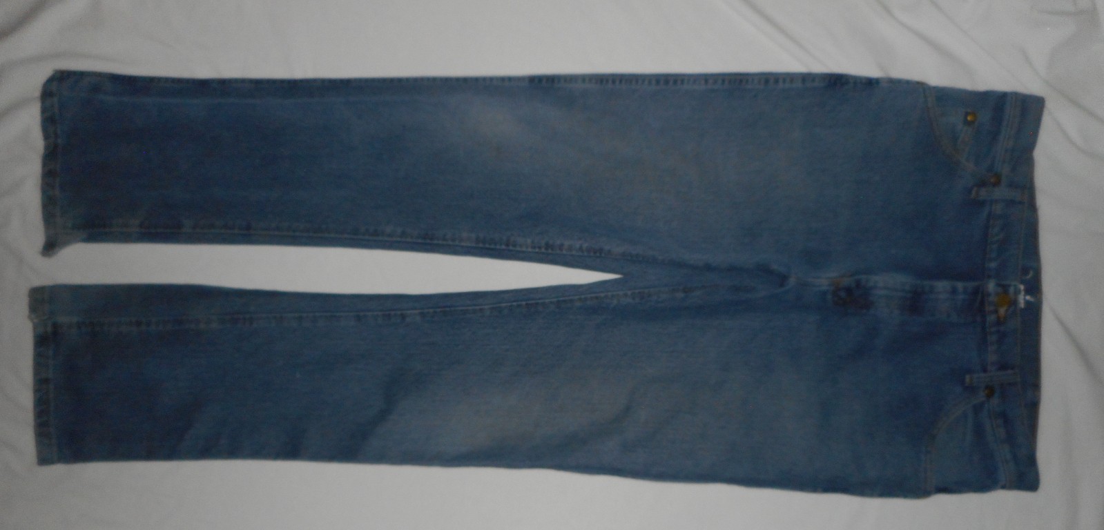 Wrangler 47MACMS Straight Leg Cowboy Stretch Distressed Jeans – Sz 36×36 – Slits