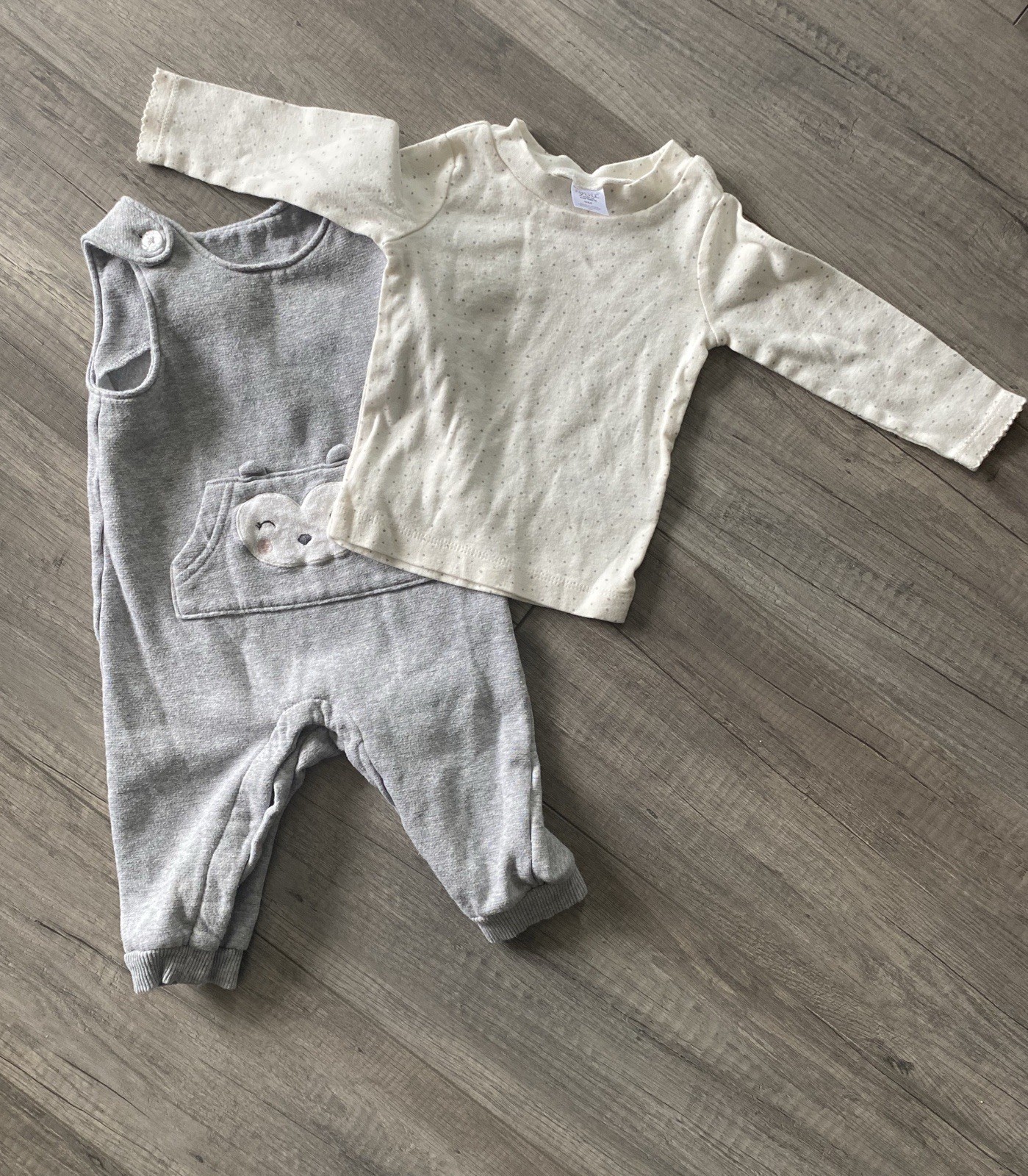 Carter’s Just One You 2-Piece Outfit Set Gray Fox Overalls & White Shirt 9M