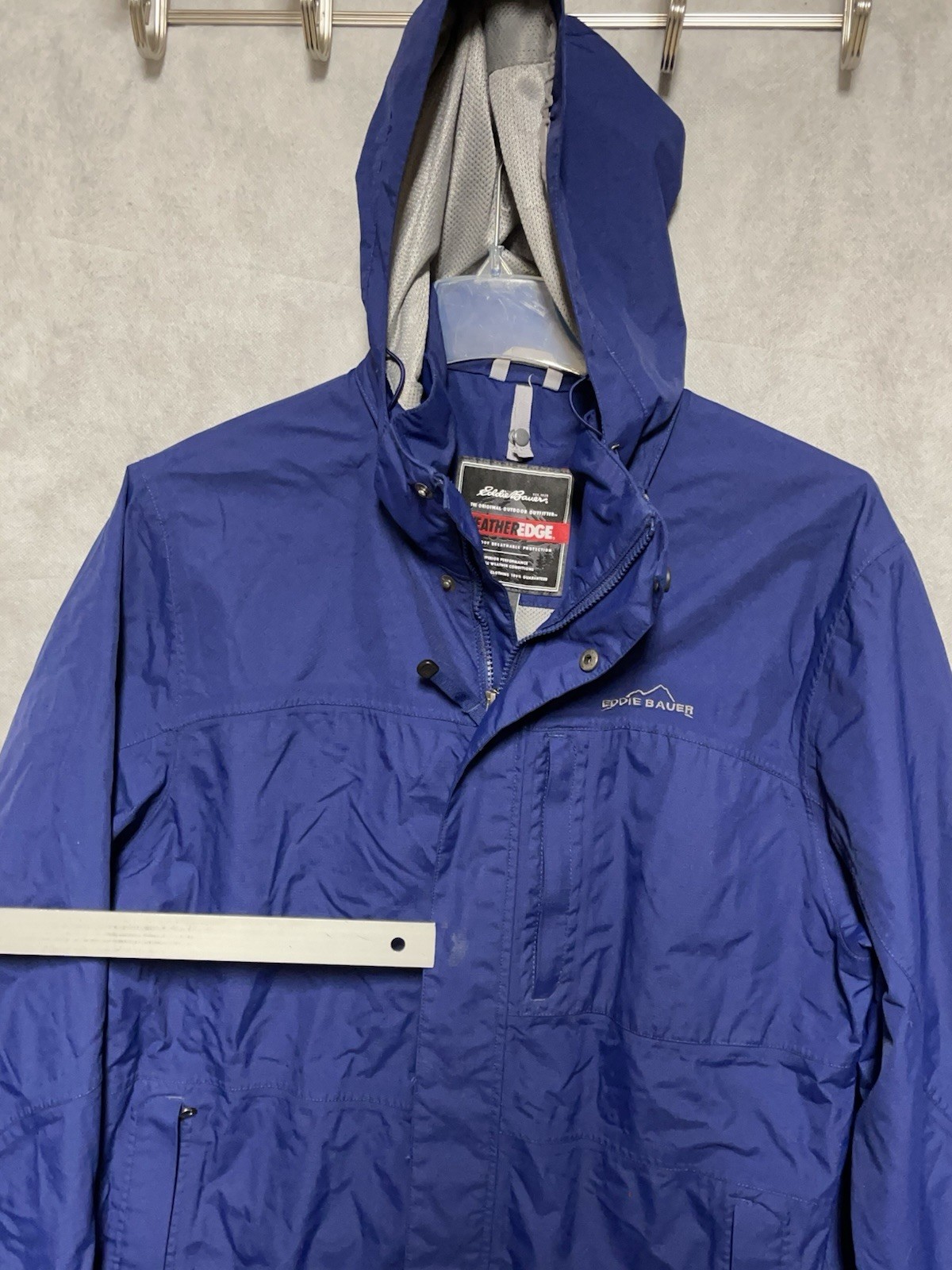 Eddie Bauer Jacket Men L Windbreaker Ripstop Outdoor Weatheredge Hood Rain Coat