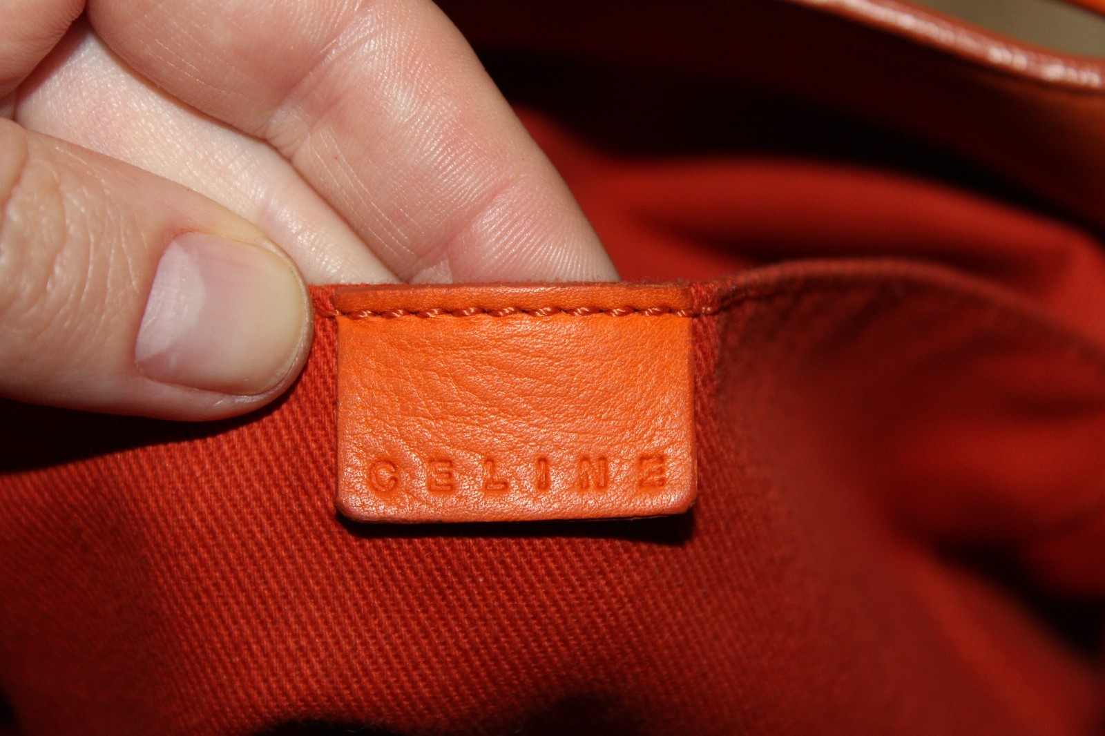 Celine Boogie Tote Bag Orange Leather Open Pockets Auth CE00/23