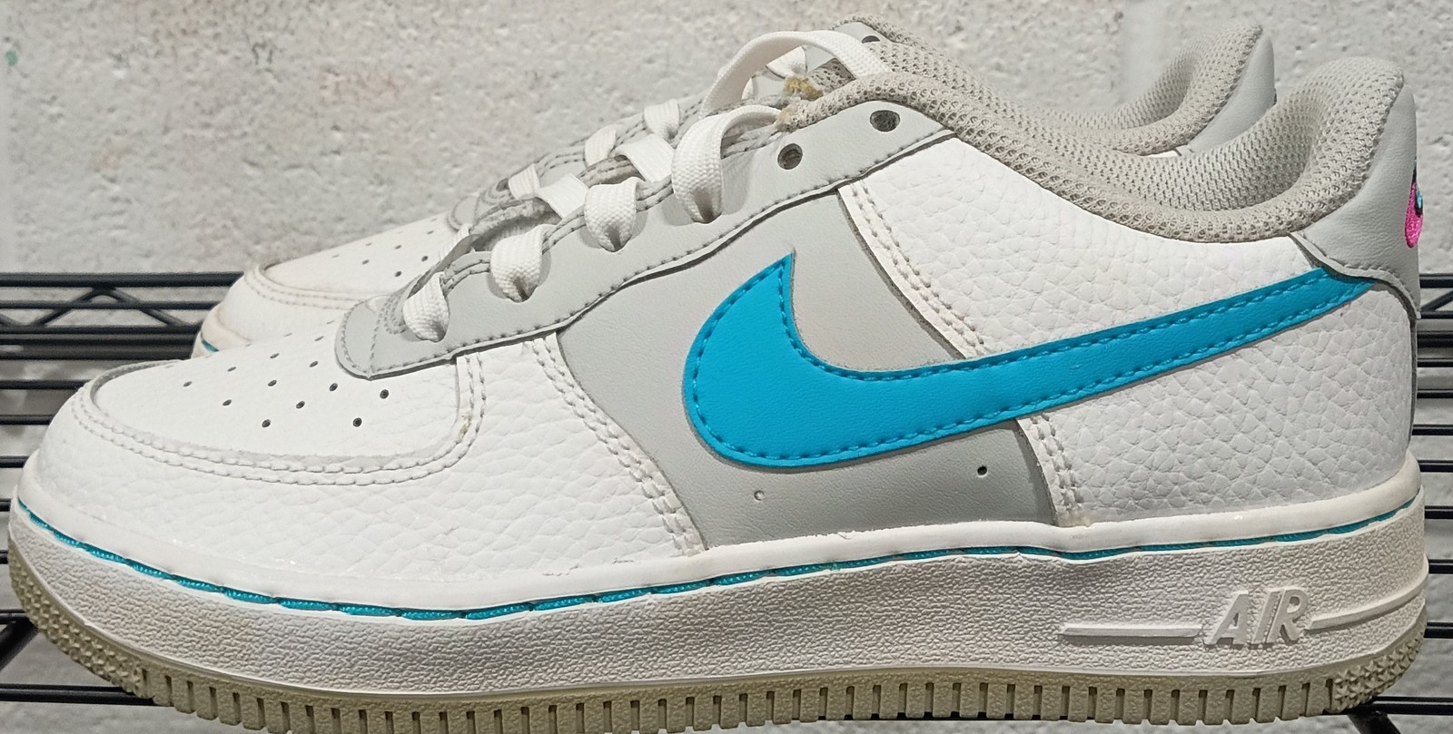 Big Kid’s Nike Air Force 1 LV8 EMB White/Turquoise Blue-Grey Fog (GS) (DJ9993