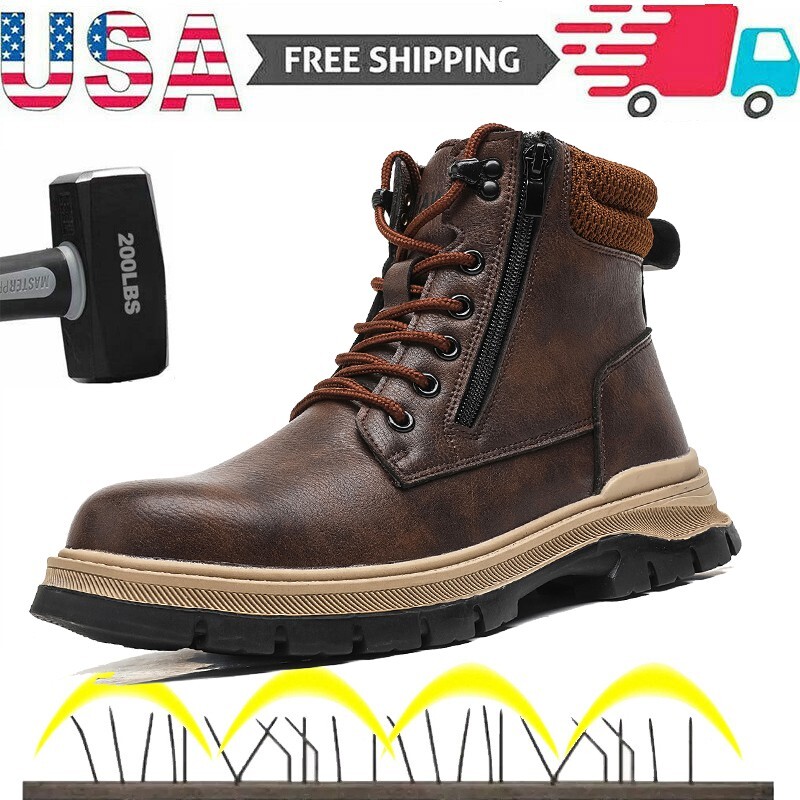Work Boots Mens Waterproof Safety Shoes comfortable work shoes for men size 10
