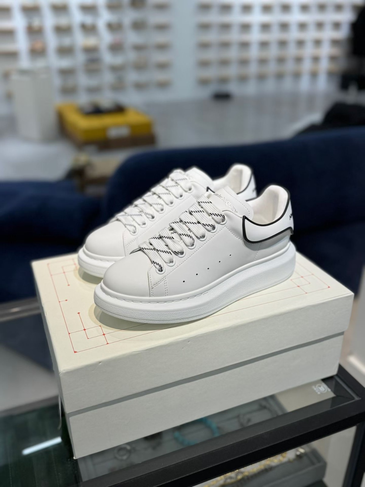 Alexander McQueen Oversized Sneaker White Black Heel Men Trainers