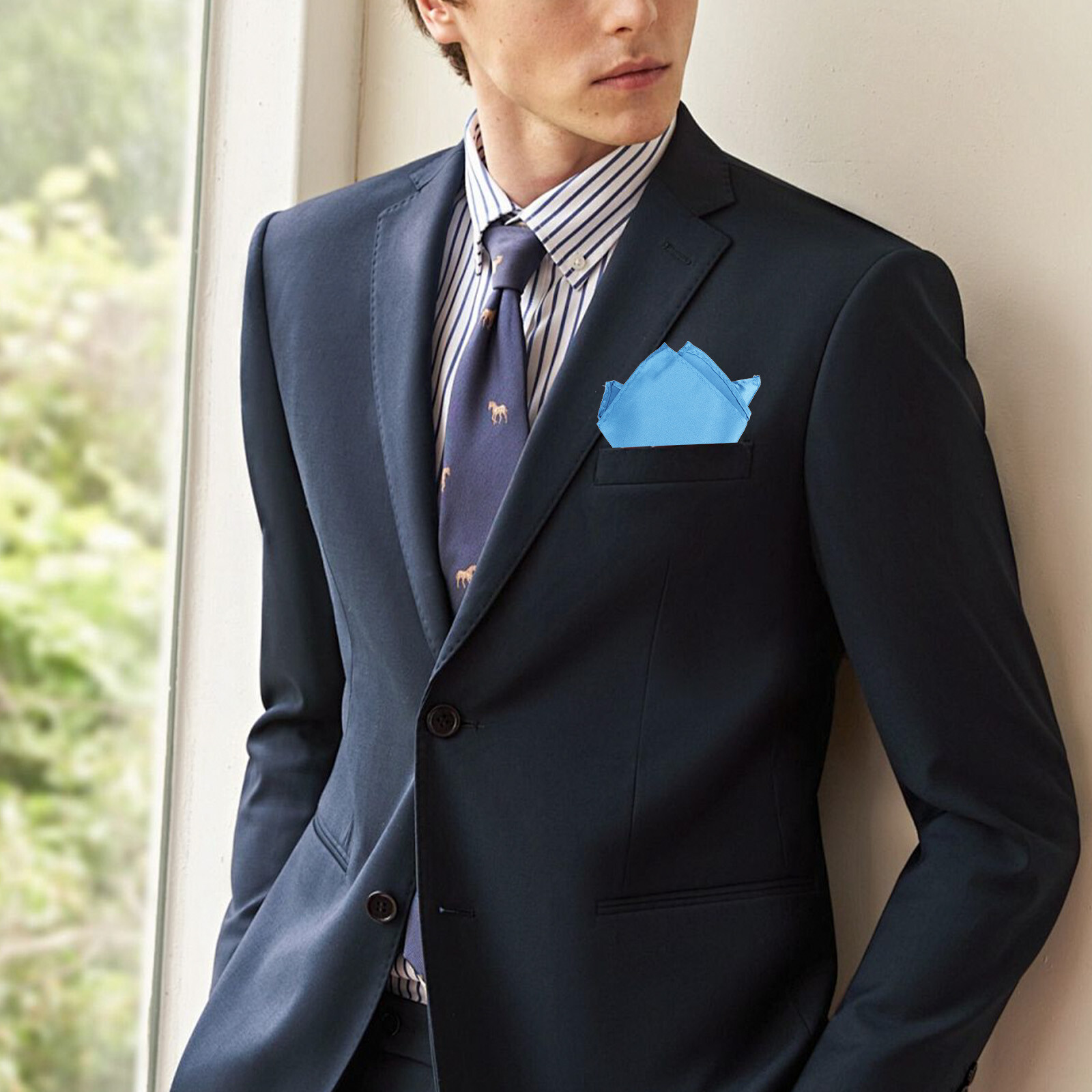 30pcs Men Silk Satin Pocket Square Handkerchief Plain Solid Color Wedding Party