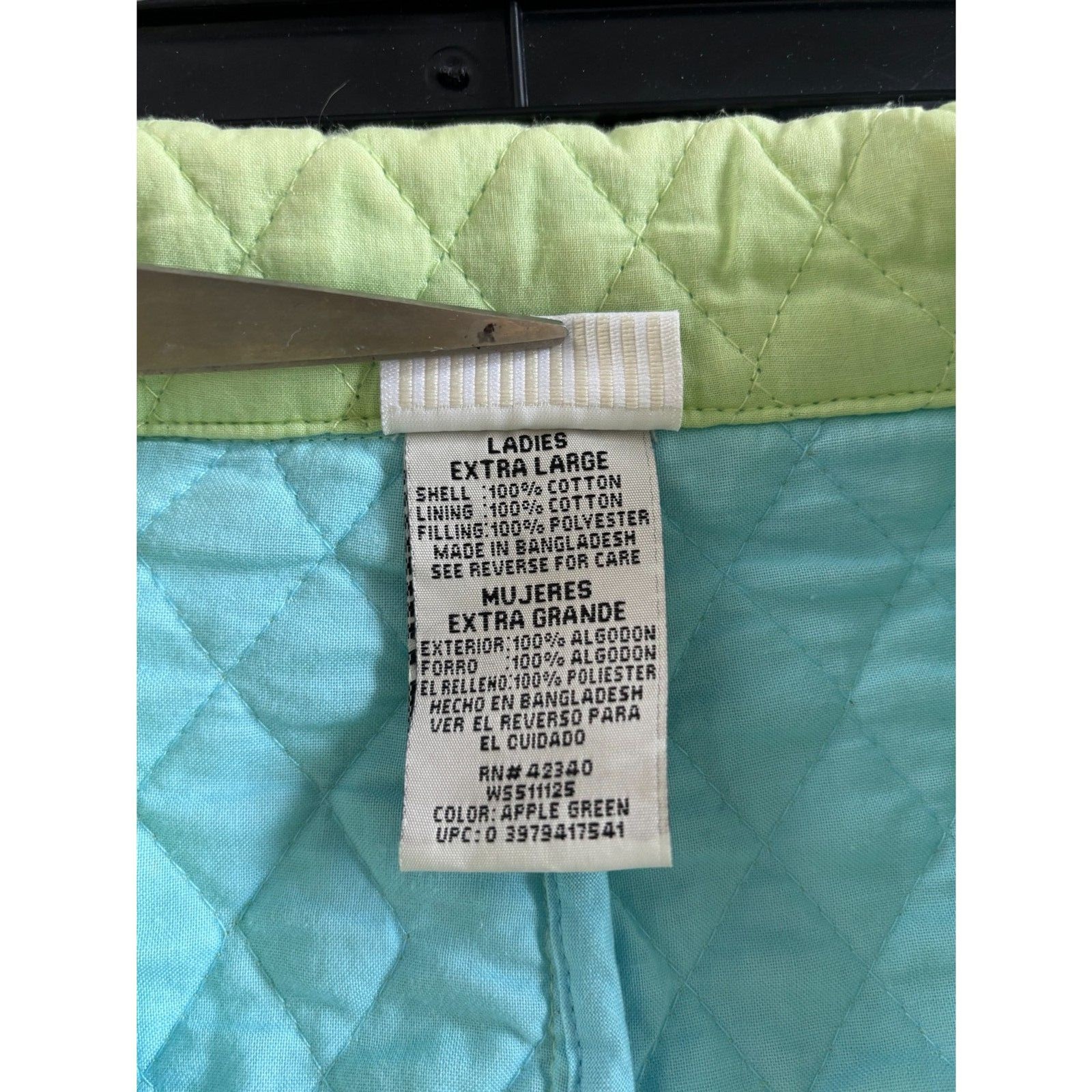 Vintage Quilted White Stag Green Jacket XL Floral Applique Embroidered Patchwork