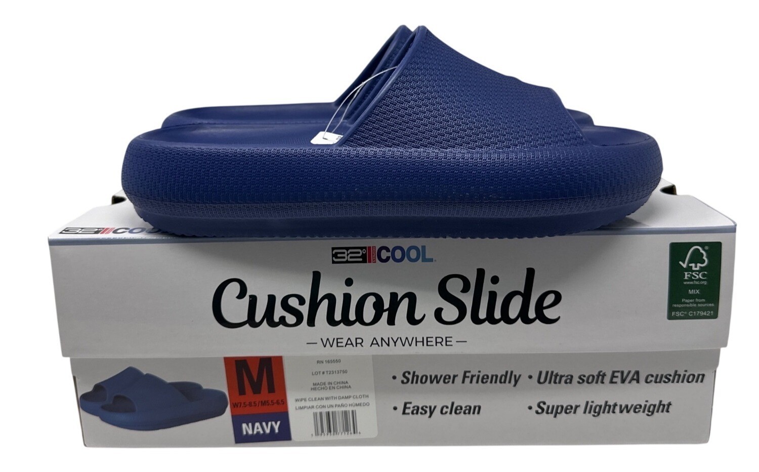 32 Degrees Cool Cushion Slide Sandals Size M W 7.5-8.5 M 5.5-6.5 Ultra Soft EVA