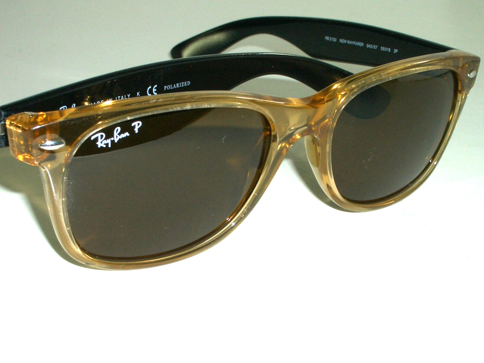 55[]18mm RAY BAN RB2132 HONEY BROWN/BLACK COMBO POLARIZED WAYFARERs SUNGLASSES