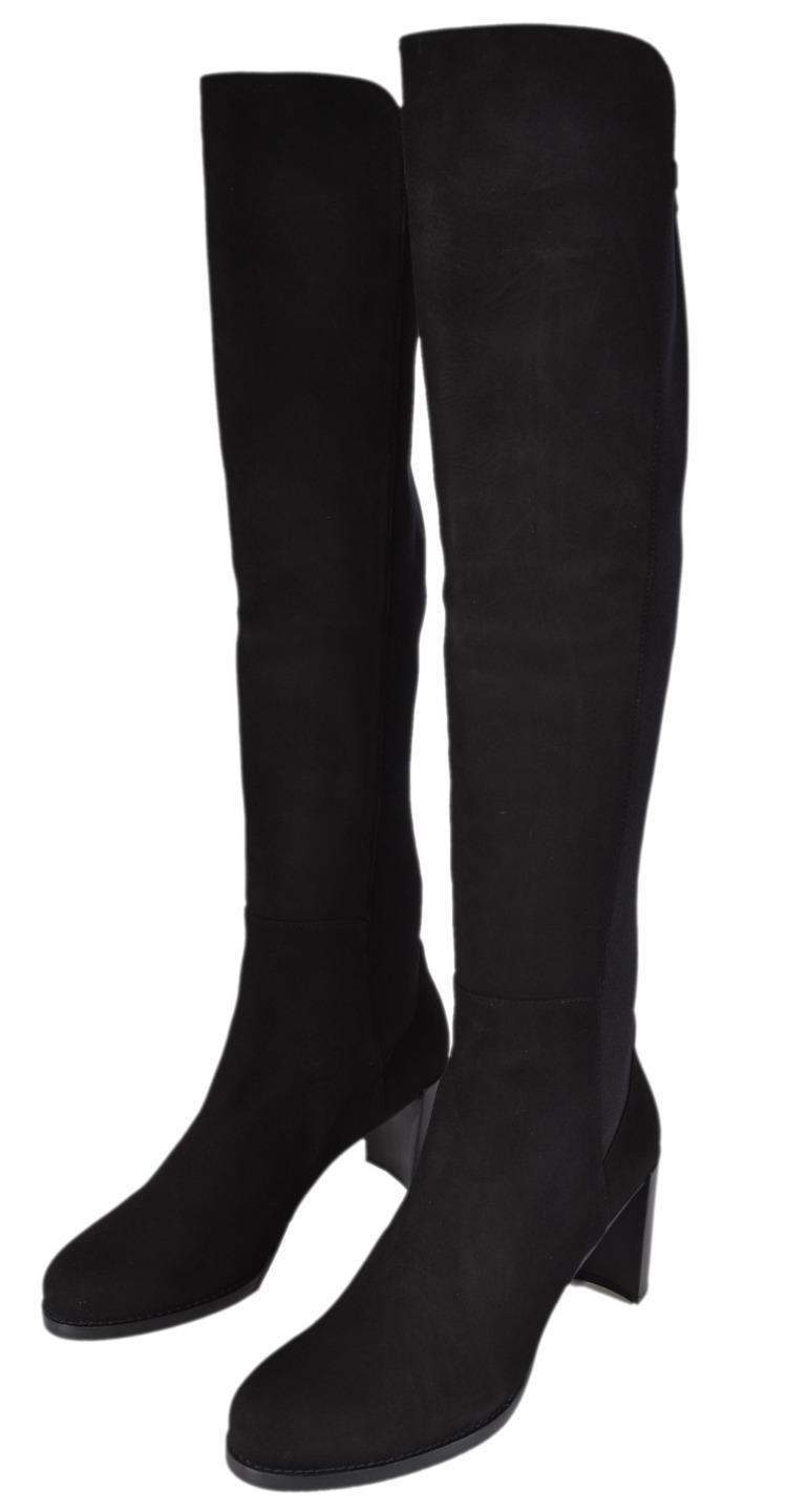 New Stuart Weitzman Women’s $765 Black Stretch Suede Lowjack Over the Knee Boots