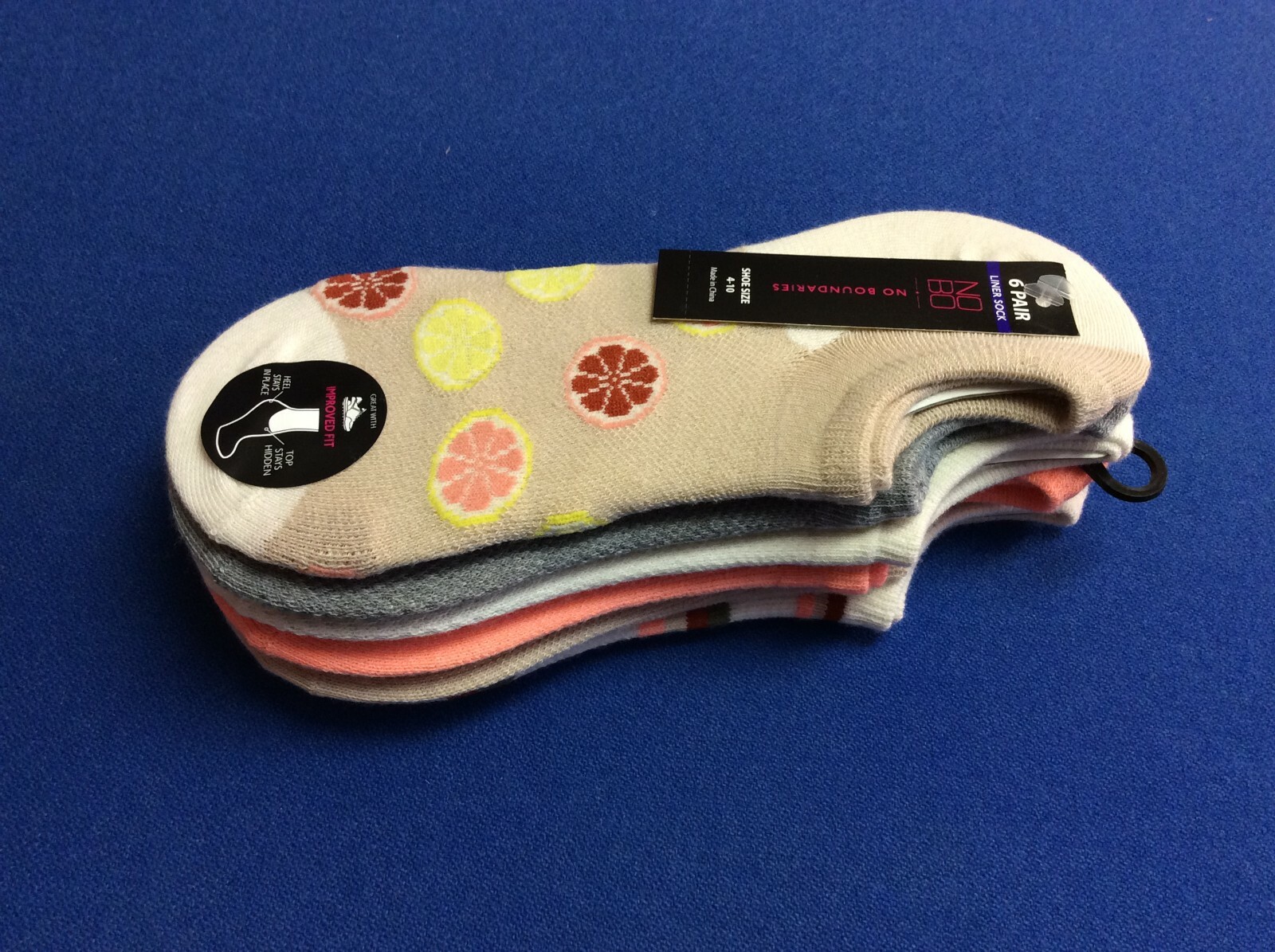 Women’s NOBO liner socks, in various styles and colors, Size 4-10, 6 pair