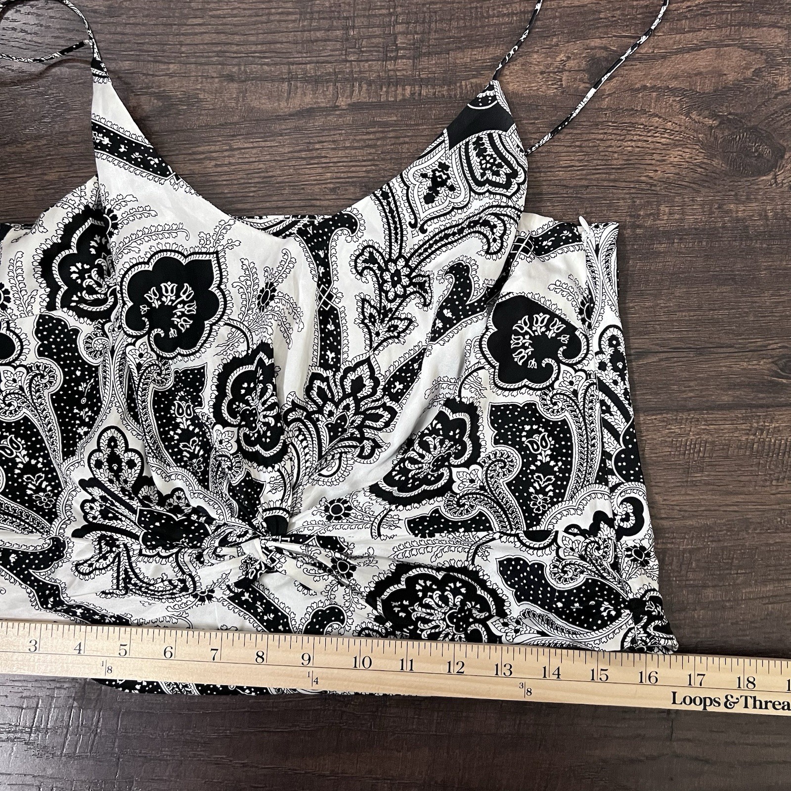 Caroline Constas Size Small Blouse Silk Cropped Tank Black white All Over Print