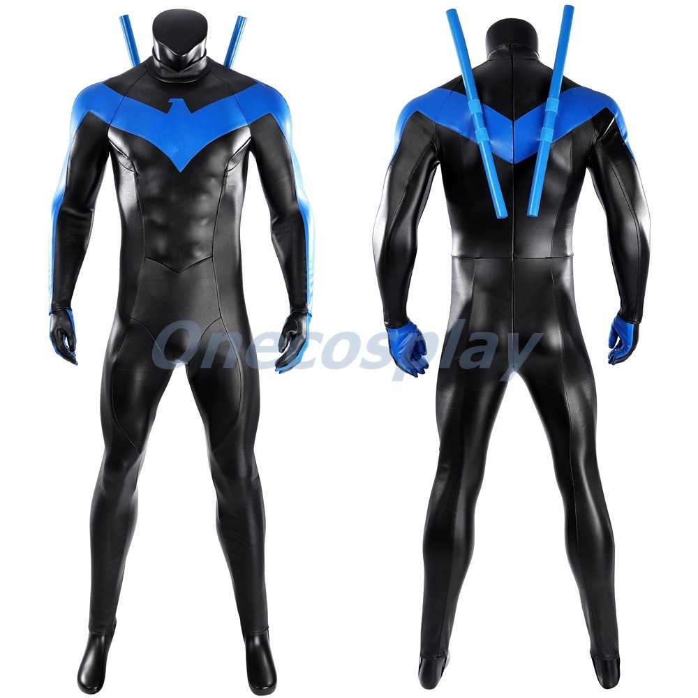 Men Nightwing Cosplay Costume Dick Grayson Bodysuit Superhero Suit Full Set