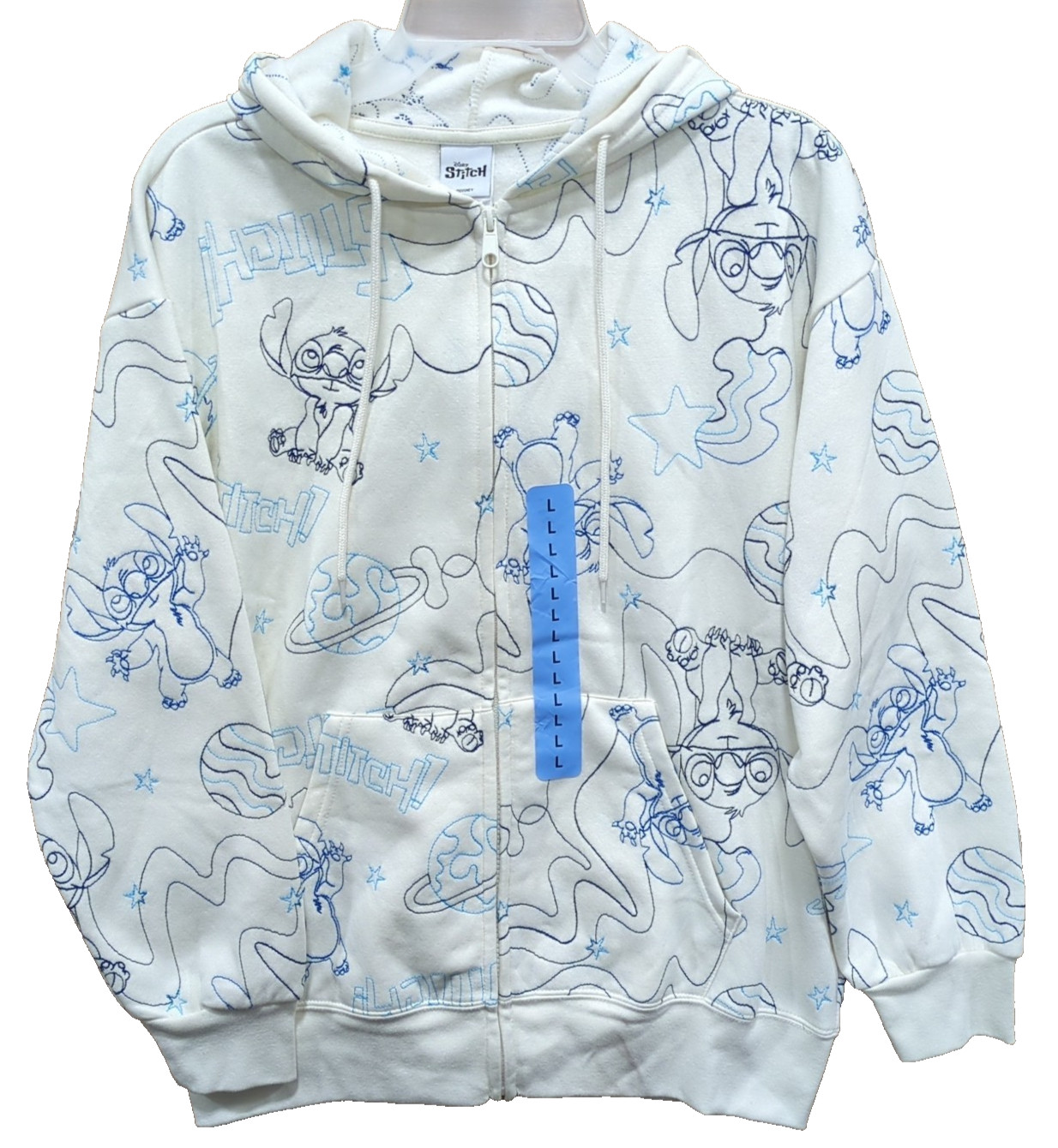 Disney Stitch Women’s Character Pockets Embroidered Zip Hoodie Jacket Upick Size
