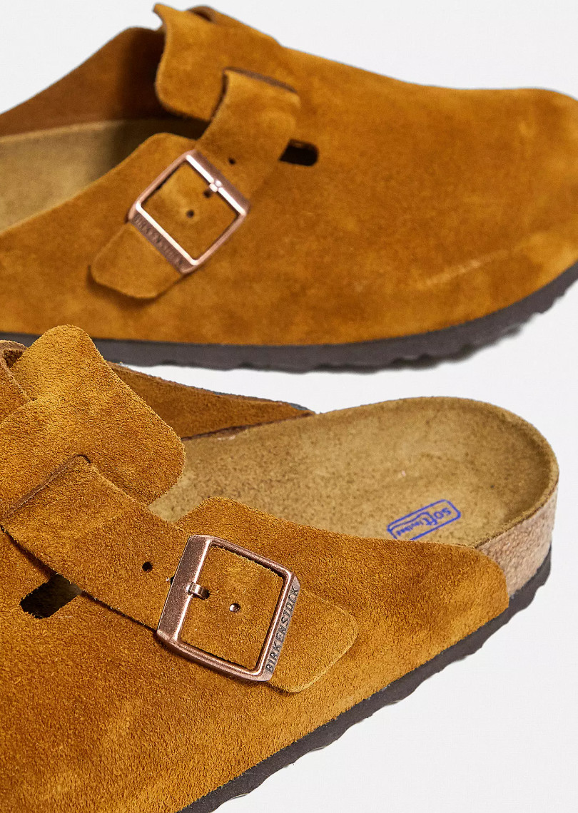 Birkenstock Boston Suede Leather Soft Footbed Taupe/Black/Mocha/Clog Sandals