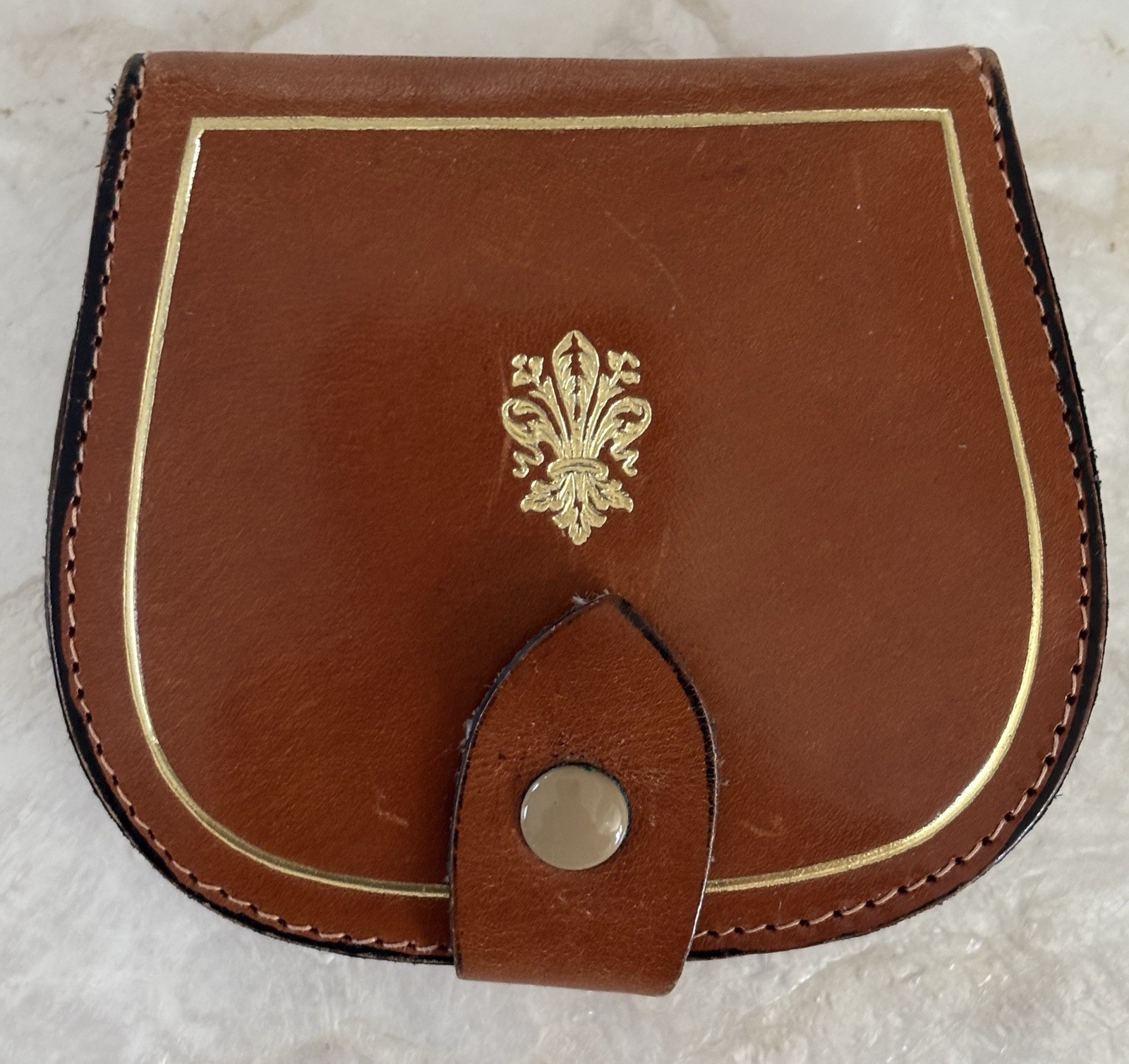 Vintage Florentine Leather Hand Tooled Tacco Coin And Jewelry Holder Pouch Brown