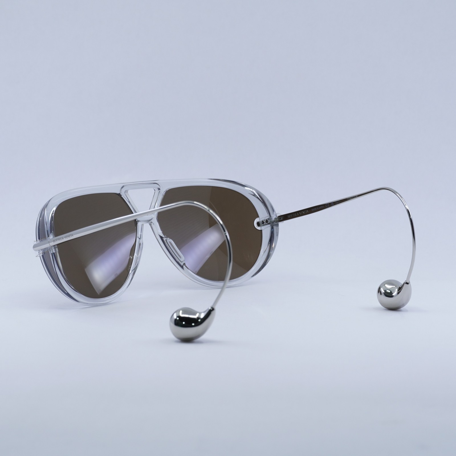 BOTTEGA VENETA BV1273S 009 Transparent Grey/Silver/Brown 63-12-180 Sunglasses…