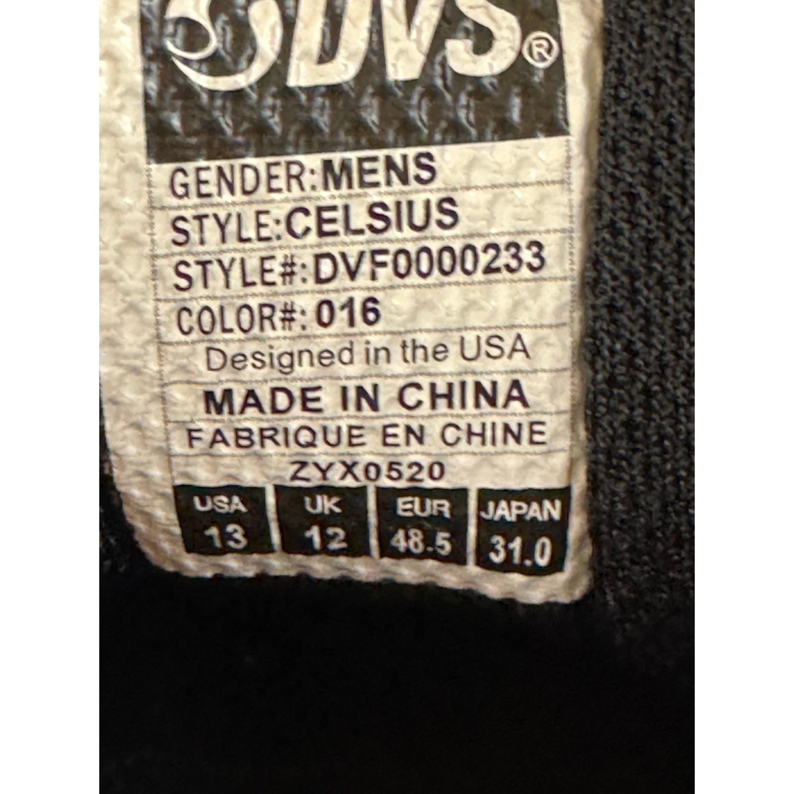 DVS Celsius Mens Size 13 Skateboarding Shoes Black-Gray DVF0000233
