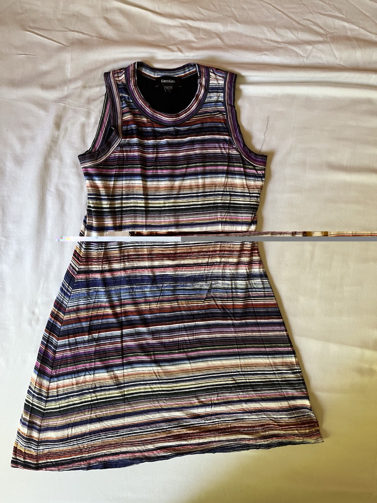 Multicolored Earth Tones Striped Sleeveless Mini Dress Size Medium Boho Chic