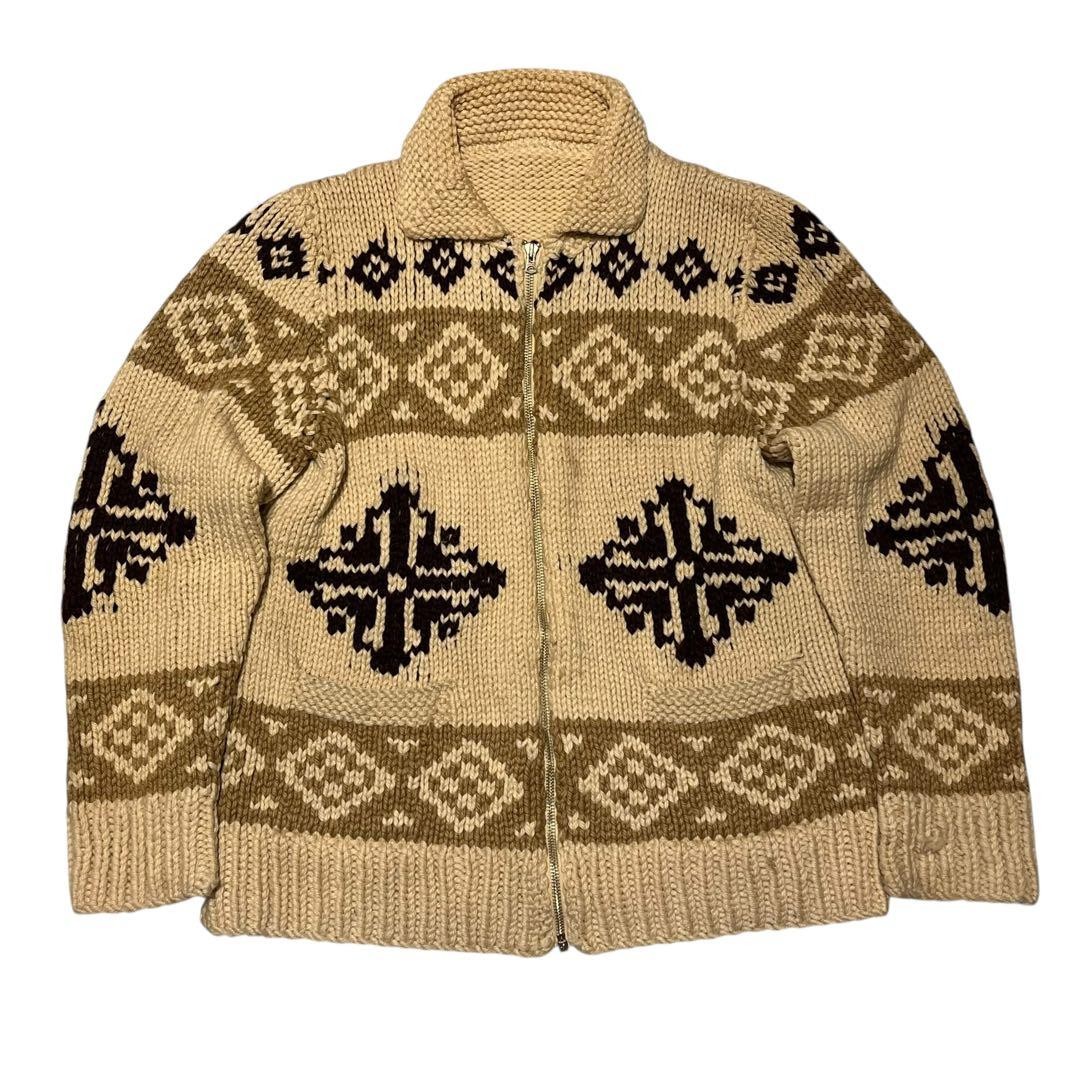 Vintage 40s-50s Canadian Cowichan Knit Cardigan Unisex Lightwear