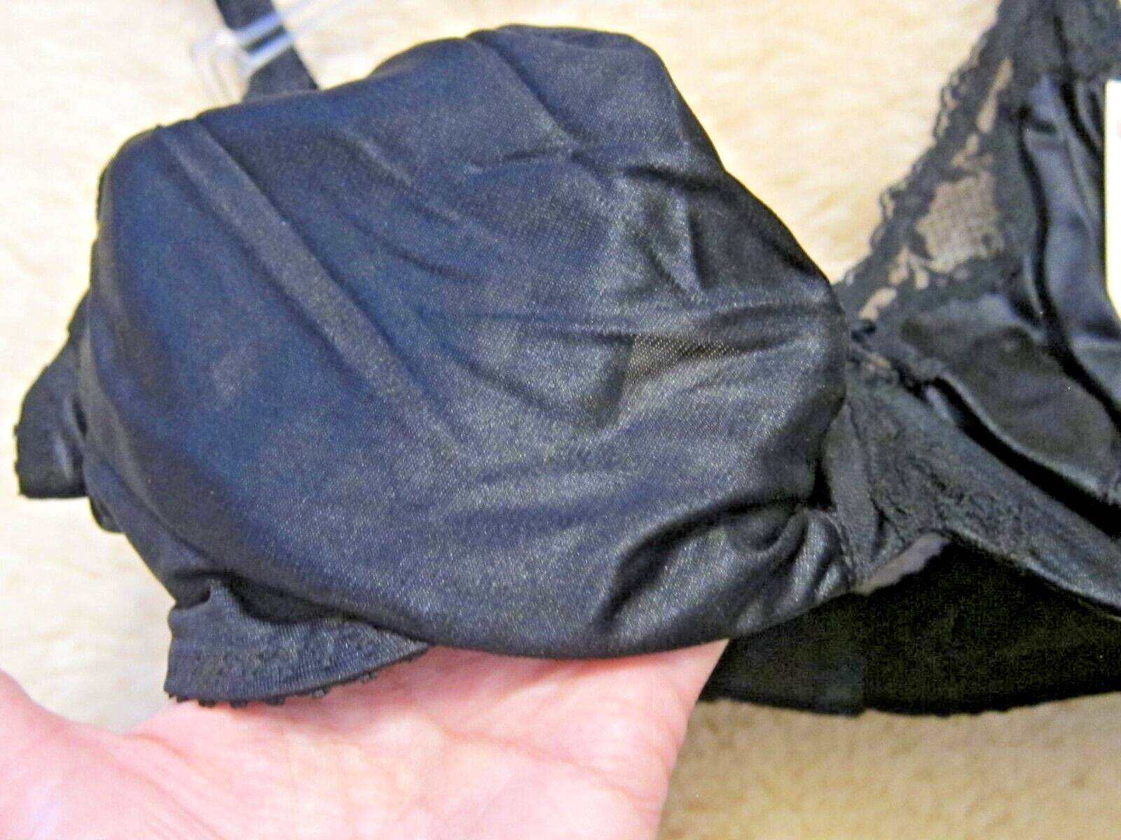VTG Deadstock Carnival So Soft Black Underwire Unlined Bra 34D Lace/ Bow Accent
