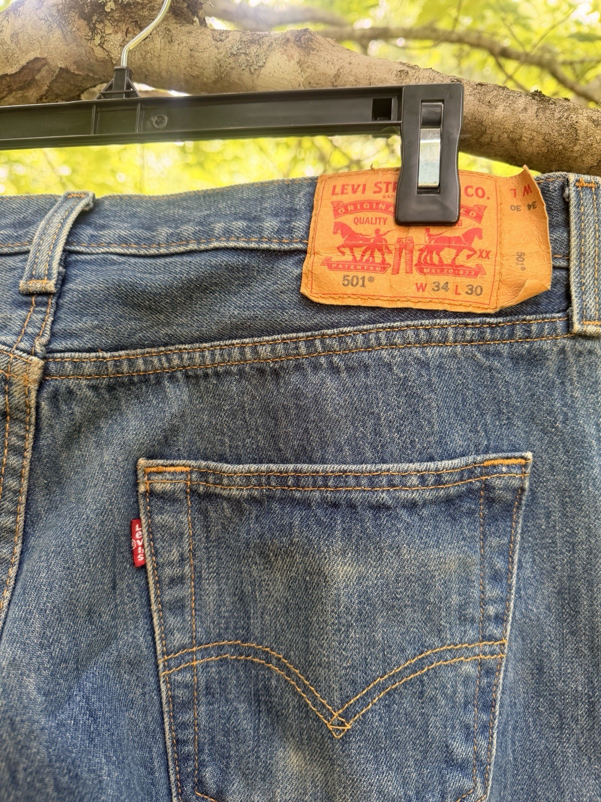 Levis 501 Original Fit Mens Blue Straight Leg Button Fly Jeans 34×30 00501-0194