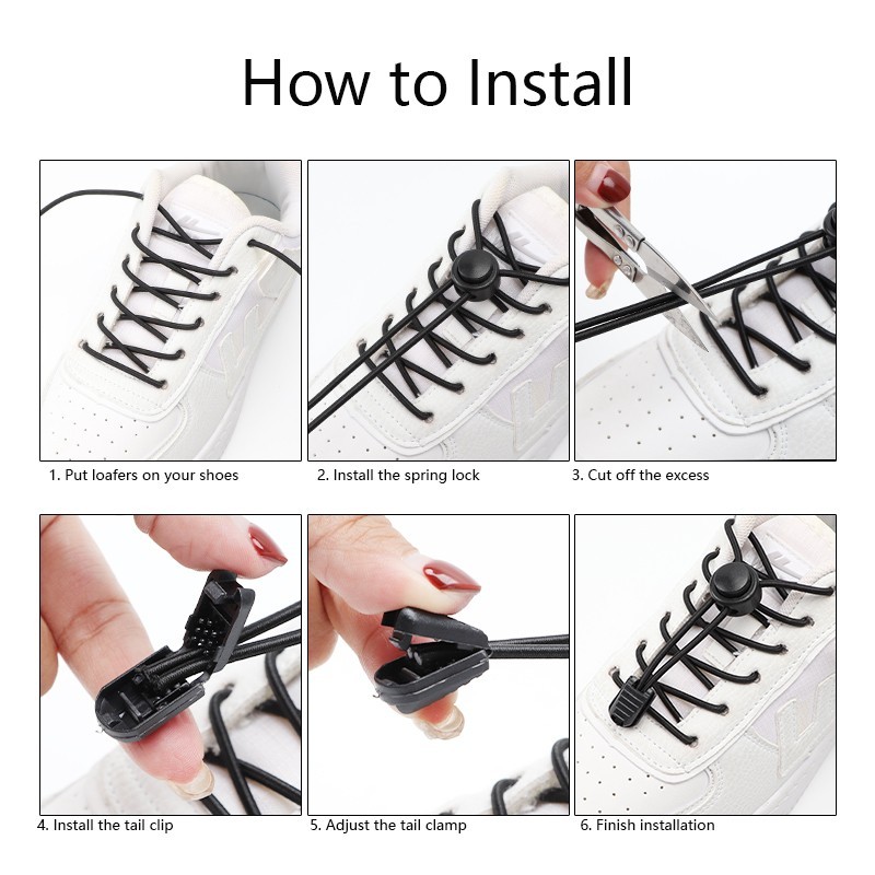No Tie Elastic Shoelaces Lock Laces Shoe Strings Sports w/ Locking Toggle
