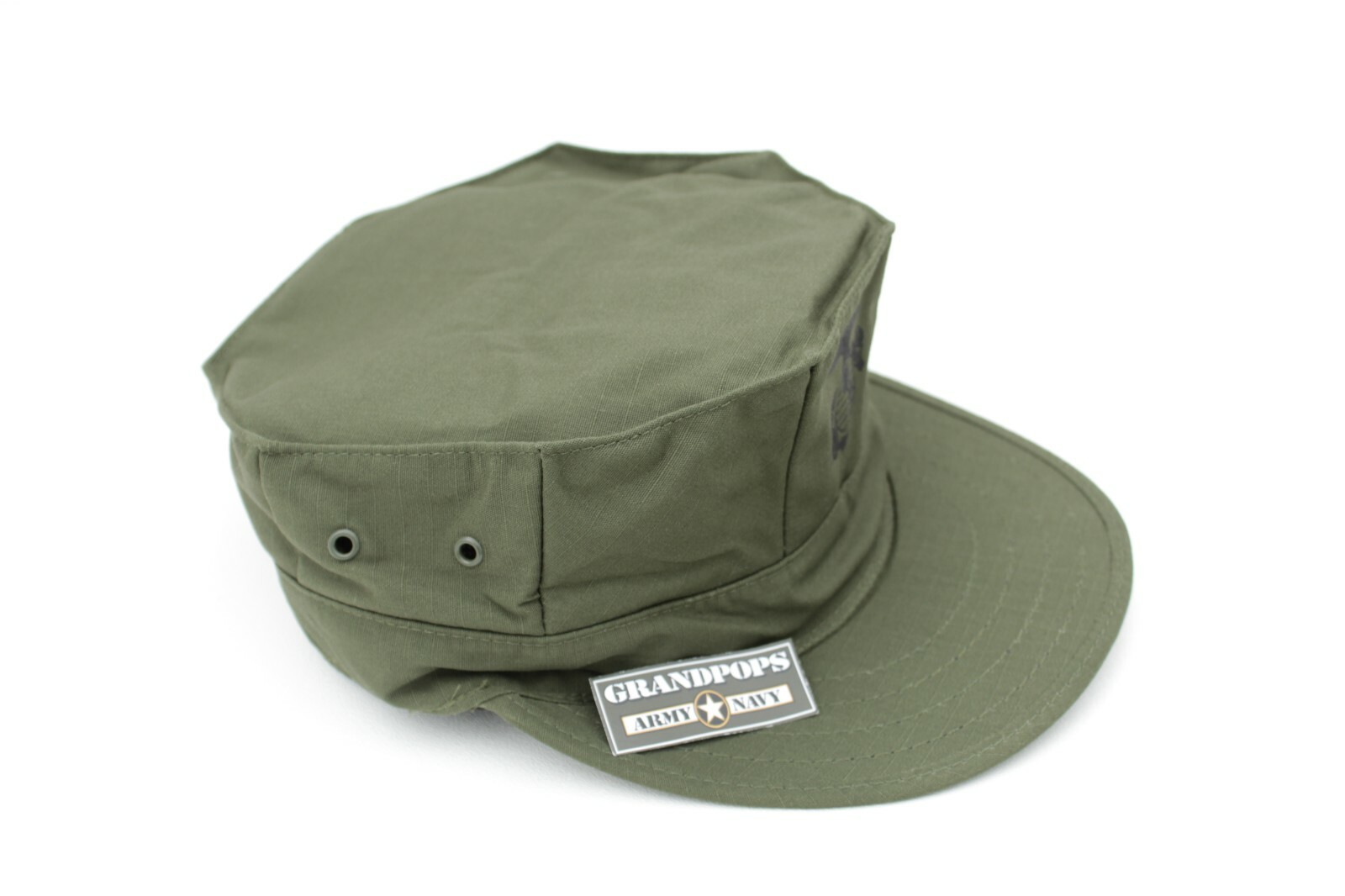 USMC CAP OD GREEN RIPSTOP 8 POINT 2 PLY TOP STITCH WITH EGA