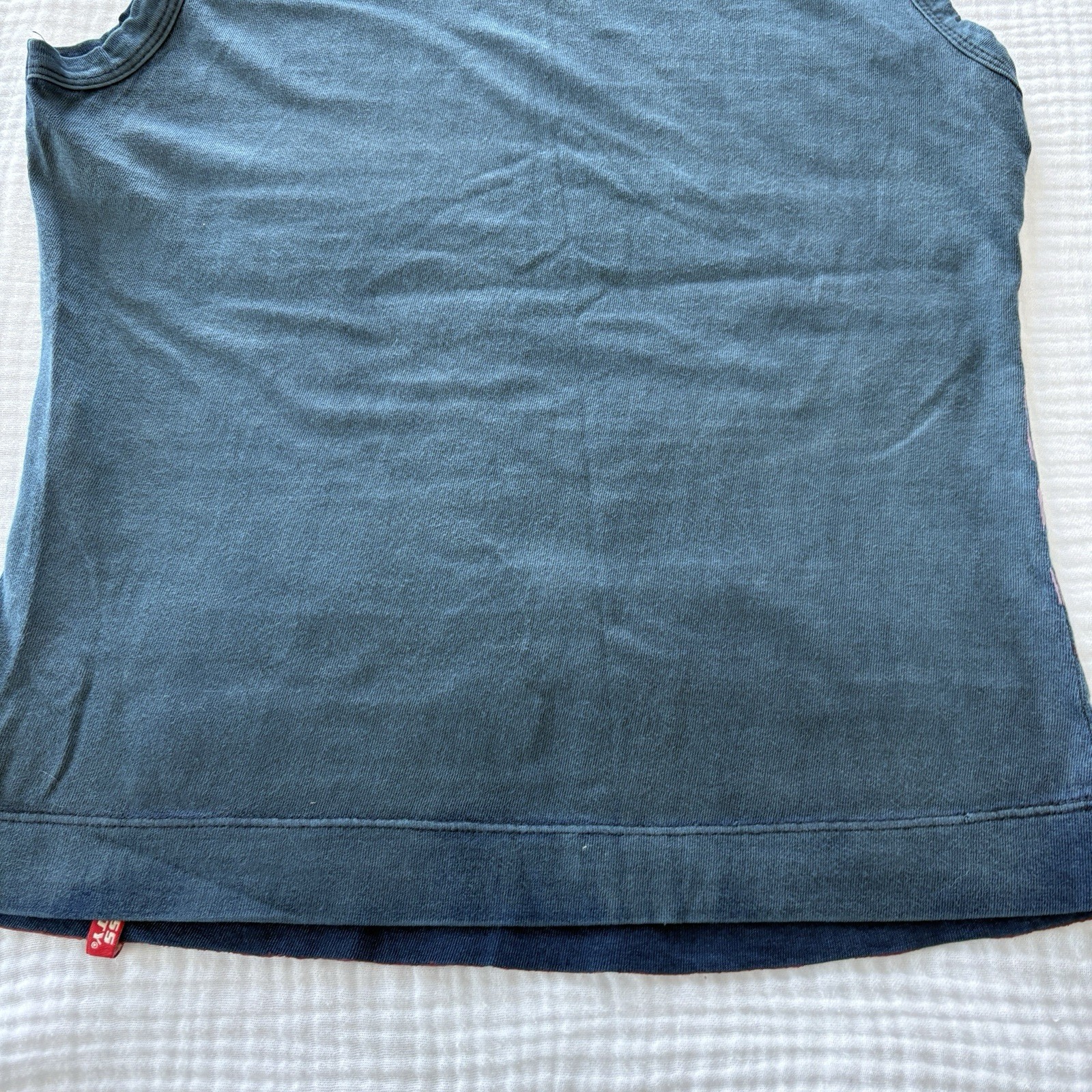 Miss Sixty Graphic Tank Top Y2K Teal Blue Pink Face Print Velvet Devore Small