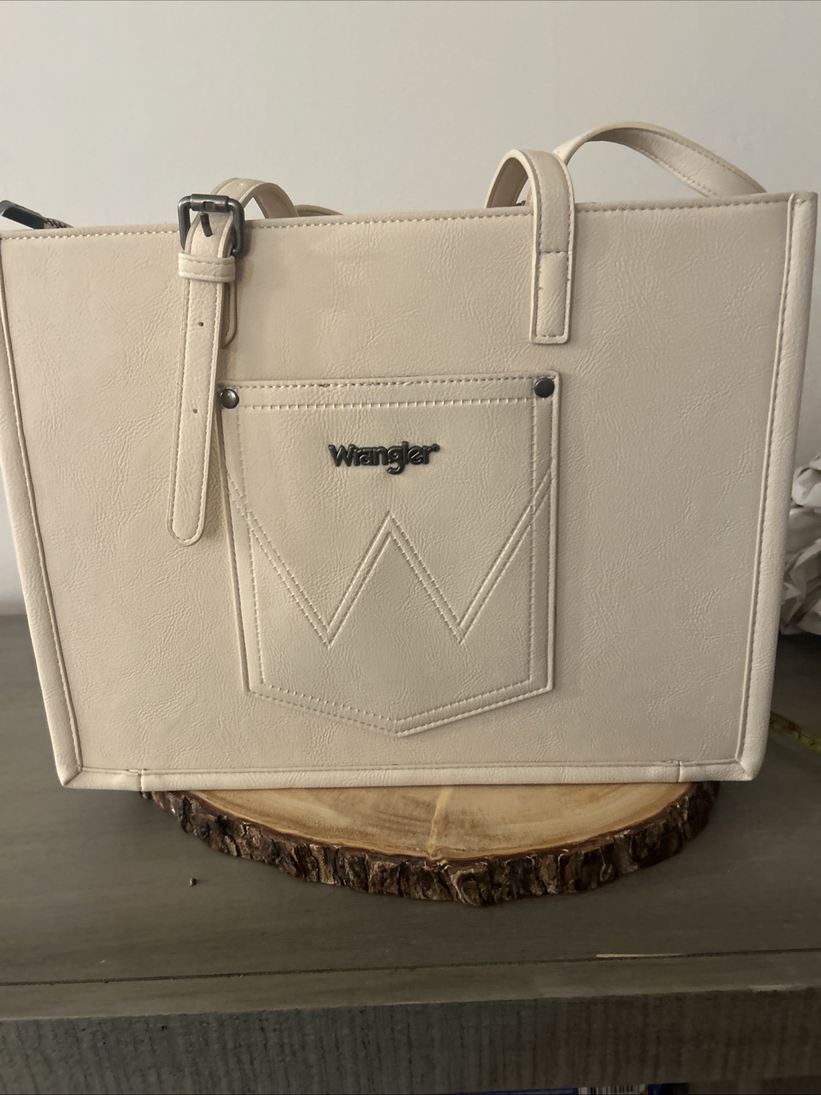 Wrangler Southwestern Aztec Canvas Tote Bag NWT Western Concho Cream Brown Large
