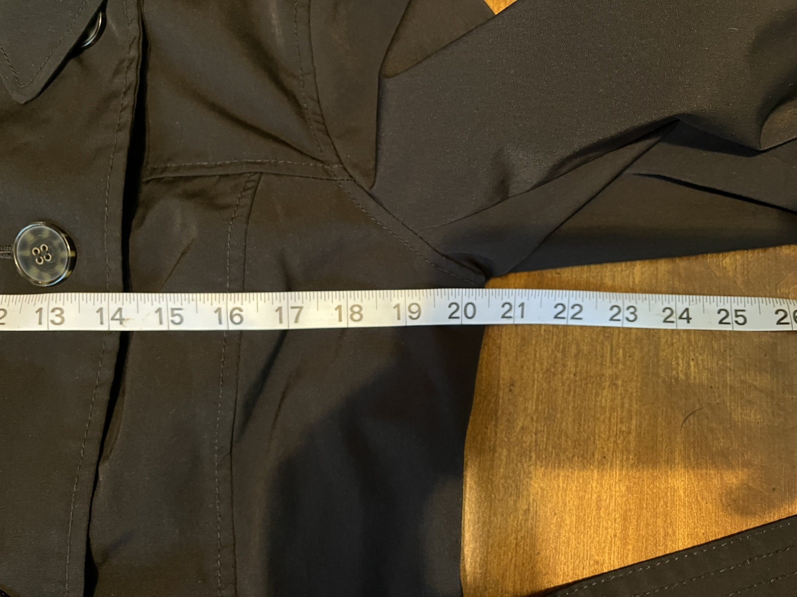 Worthing Black Trench Rain Coat Women’s Size L Mid Length Jacket Belted Classic