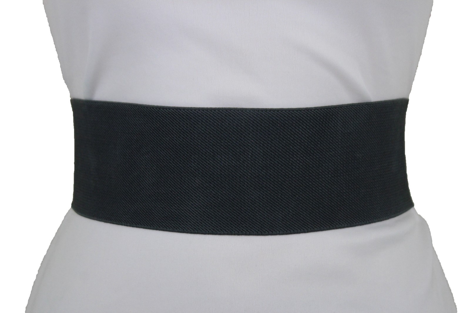 Women Wide Waistband Belt Elastic Strap Charcoal Dark Gray Color Fit Size M L XL