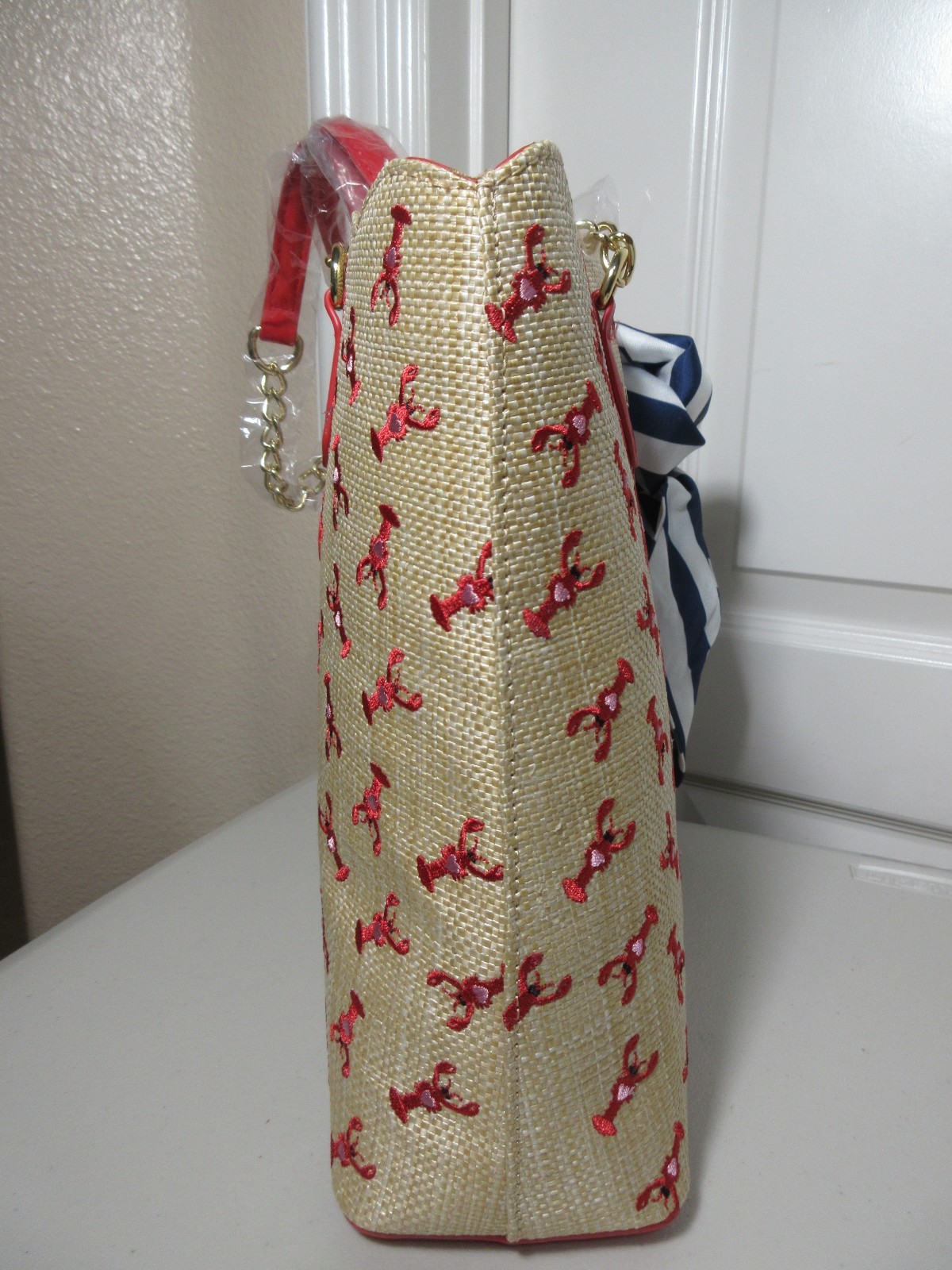 BETSY JOHNSON LOBSTER PRINT TOTE/SHOULDER BAG SCARF NWT