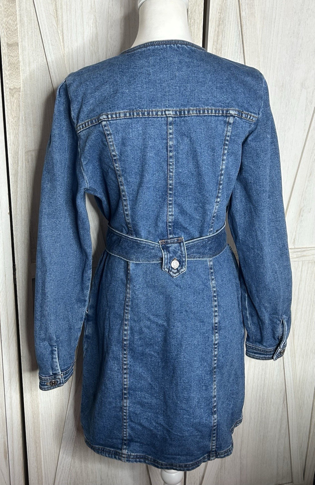 Sezane Cherine Denim dress Sz 12 EUC French Girl Utilitarian