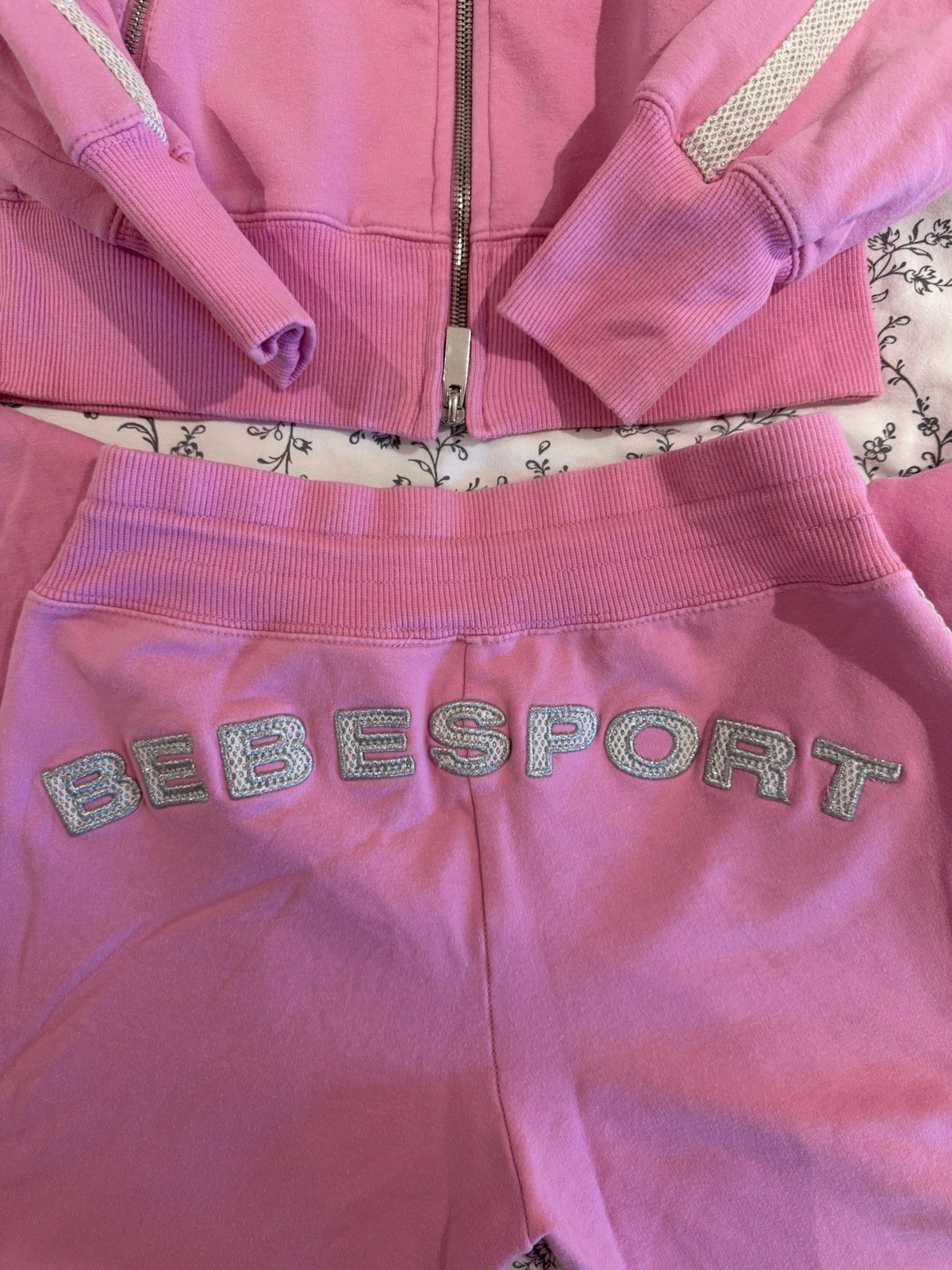 Vintage 90s 2000s Bebe Sport Bubblegum Glitter Tracksuit Set