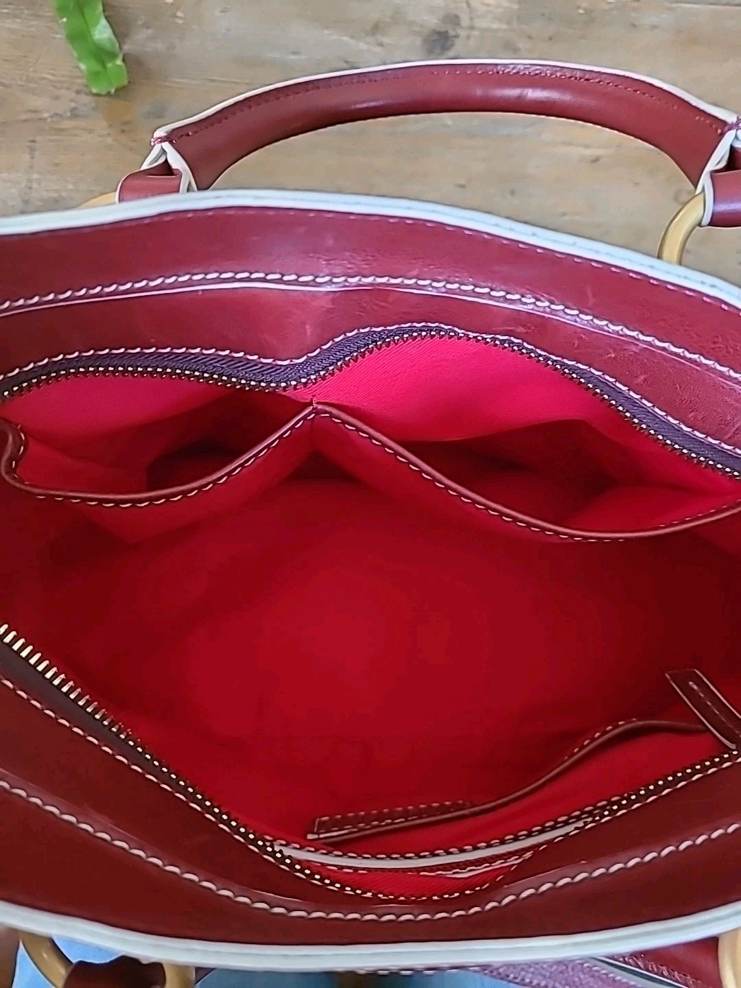 Dooney & Bourke Red Large Florentine Shopper Leather Handbag Crossbody Dust Bag