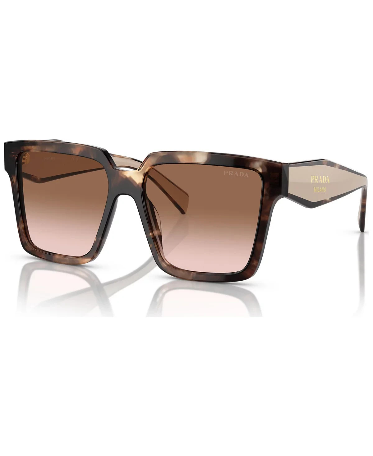 Prada PR15WS 01R0A6 Rectangle Sunglasses in Tortoise and Powder /Brown Lens