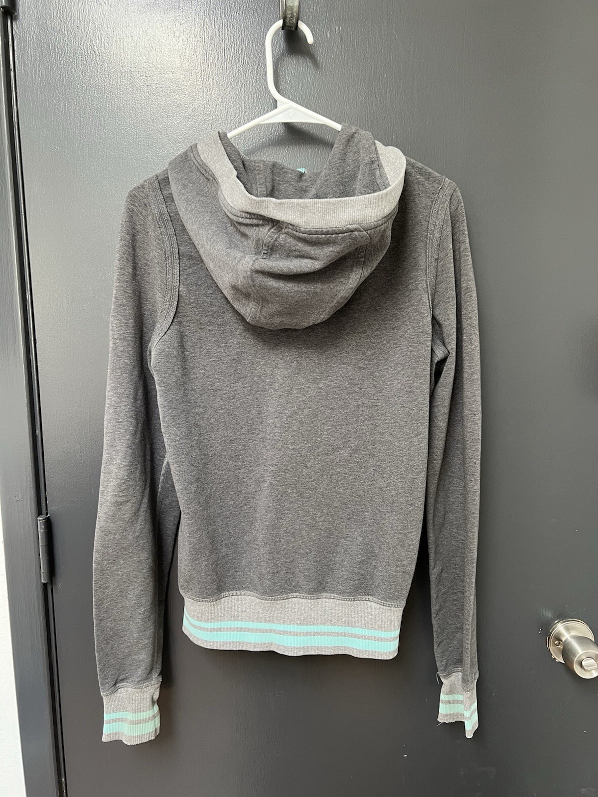 LULULEMON Flashback Hoodie Full Zip Jacket Grey/ Blue French Terry Sz 4
