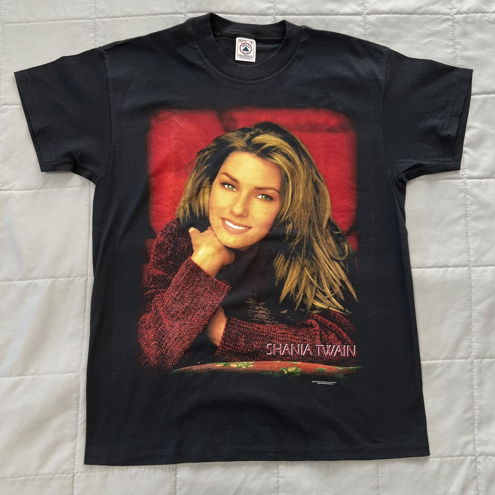 Vintage 1998 Shania Twain Black Band T-Shirt – Delta Pro Weight – Size Youth XL