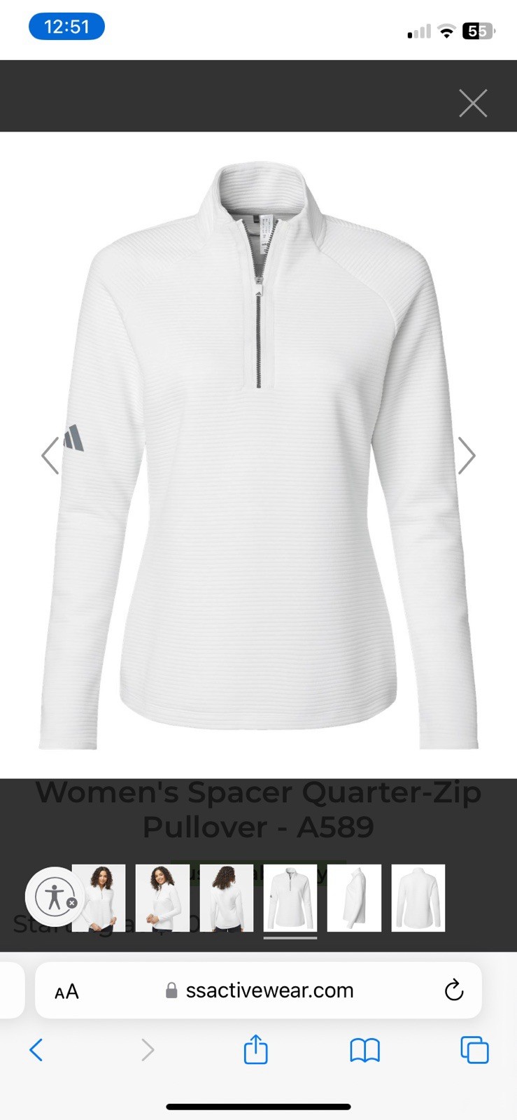 Adidas Women’s Spacer Quarter-zip Pullover Size SMALL