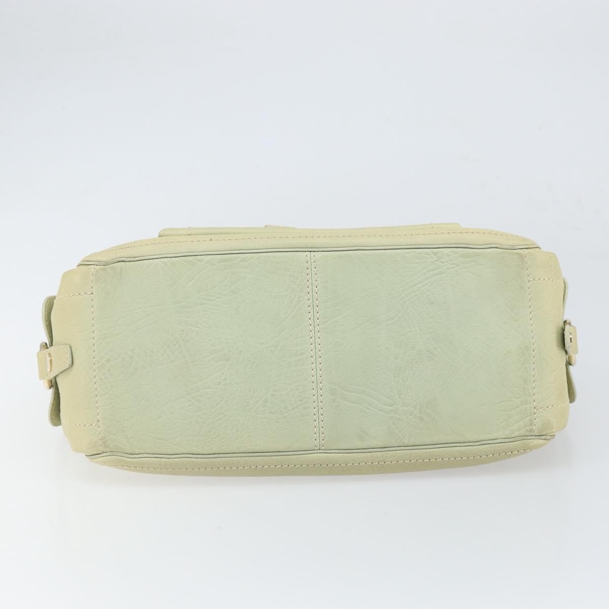 CELINE Boogie Hand Bag Leather Green Gold Auth BA9733