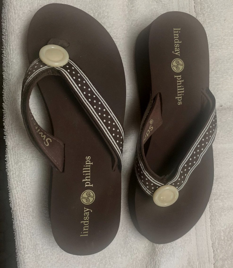 Lindsay Phillips Switchflops Flip Flop Brown ,White Polka Dot/ Taylor/ UK 3 US 6