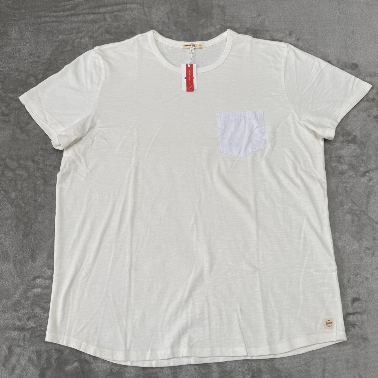Marine Layer Heavy Slub Pocket Tee T-Shirt Mens XL Antique Cream Soft New NWT