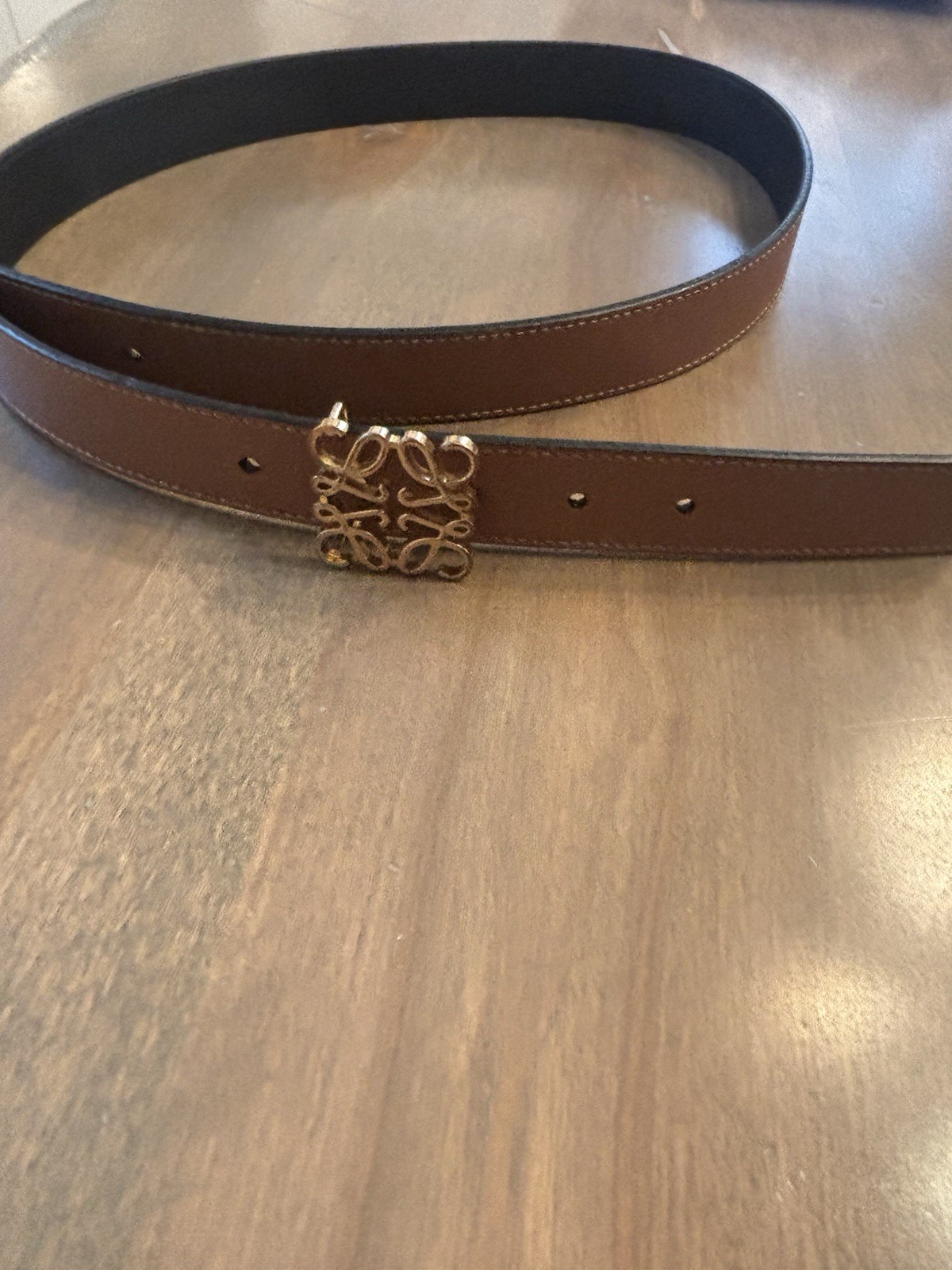 Brown/Black Reversible Belt Gold-Plated Logo Buckle Adjustable Solid 1in 85