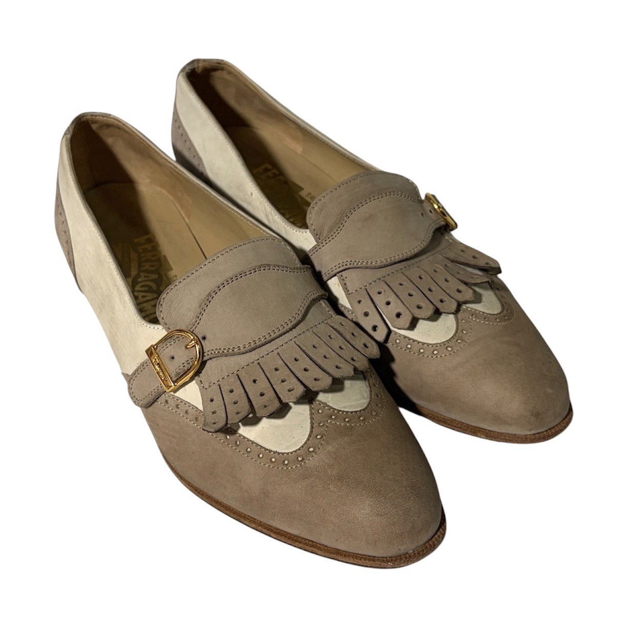 Tan Beige Salvador Farragamo Women’s Loafers Size 7