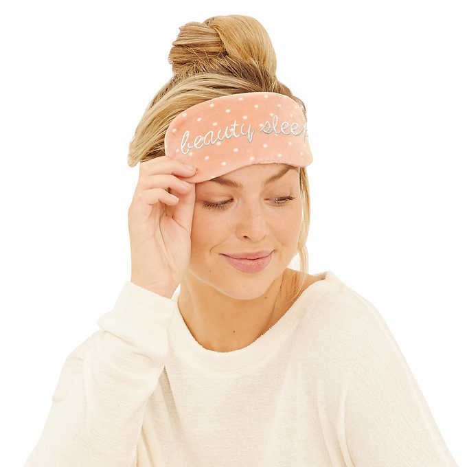 Three Dots 2 Piece Knit Velour Set With Eye Mask E41