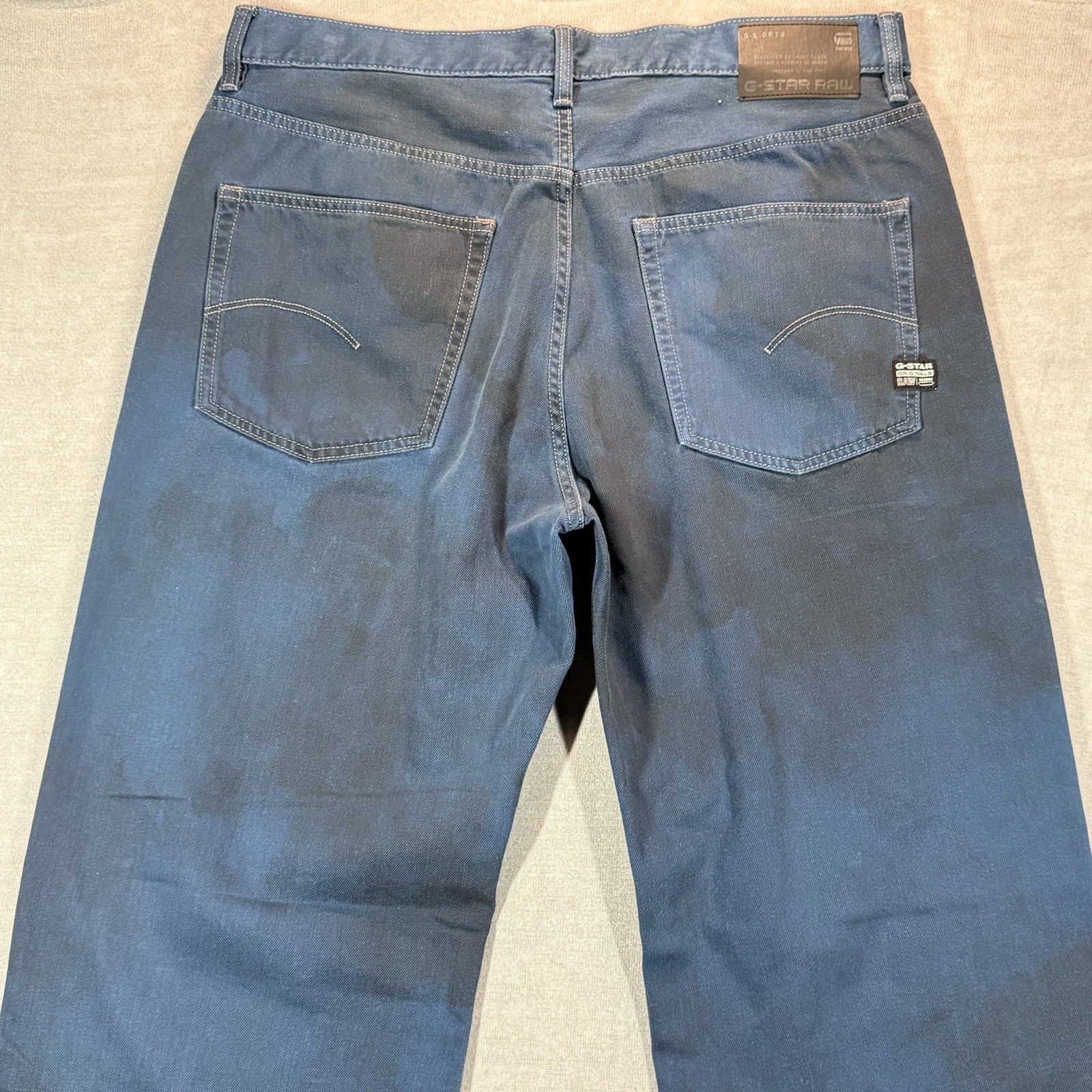 UNIQUE G Star Raw Type 96 Loose Baggy Jeans Men 36×32 Blue Dip Dyed Skater Punk