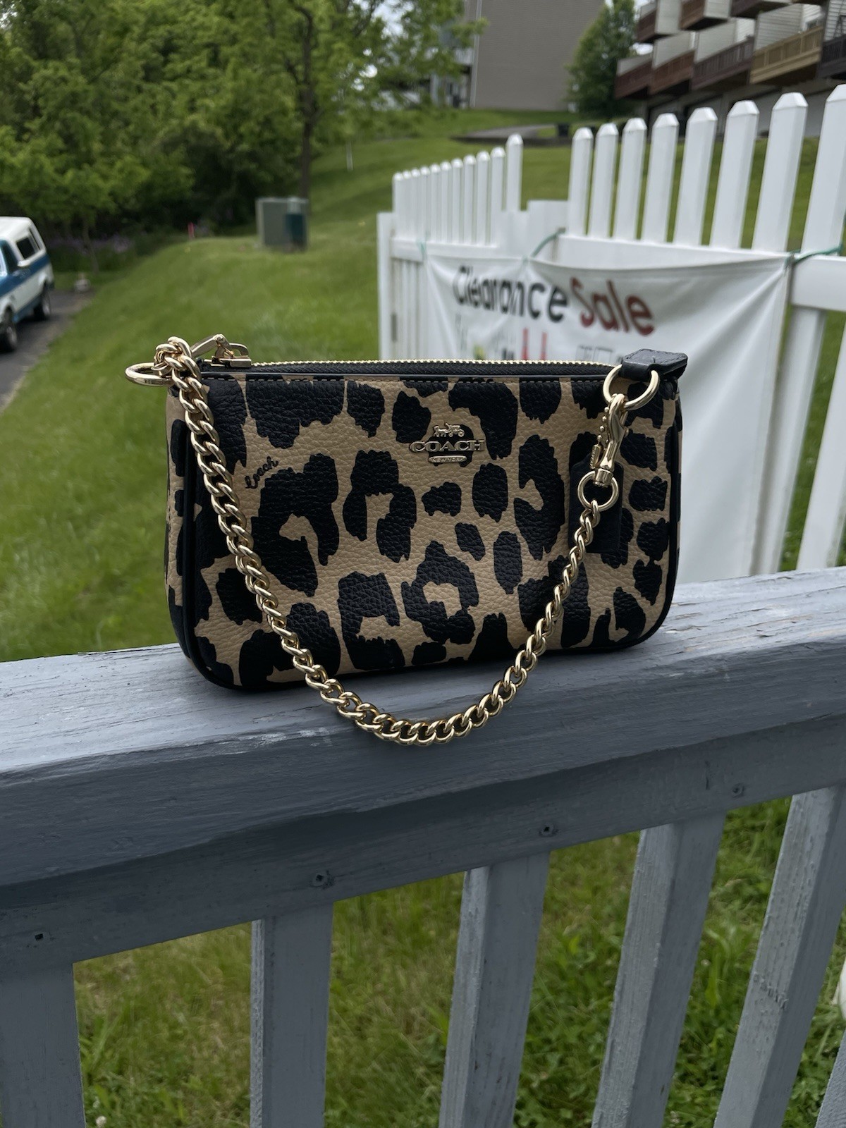 Coach Nolita 19 Women’s Little Bag With Leopard print Pattern And Gold Chain