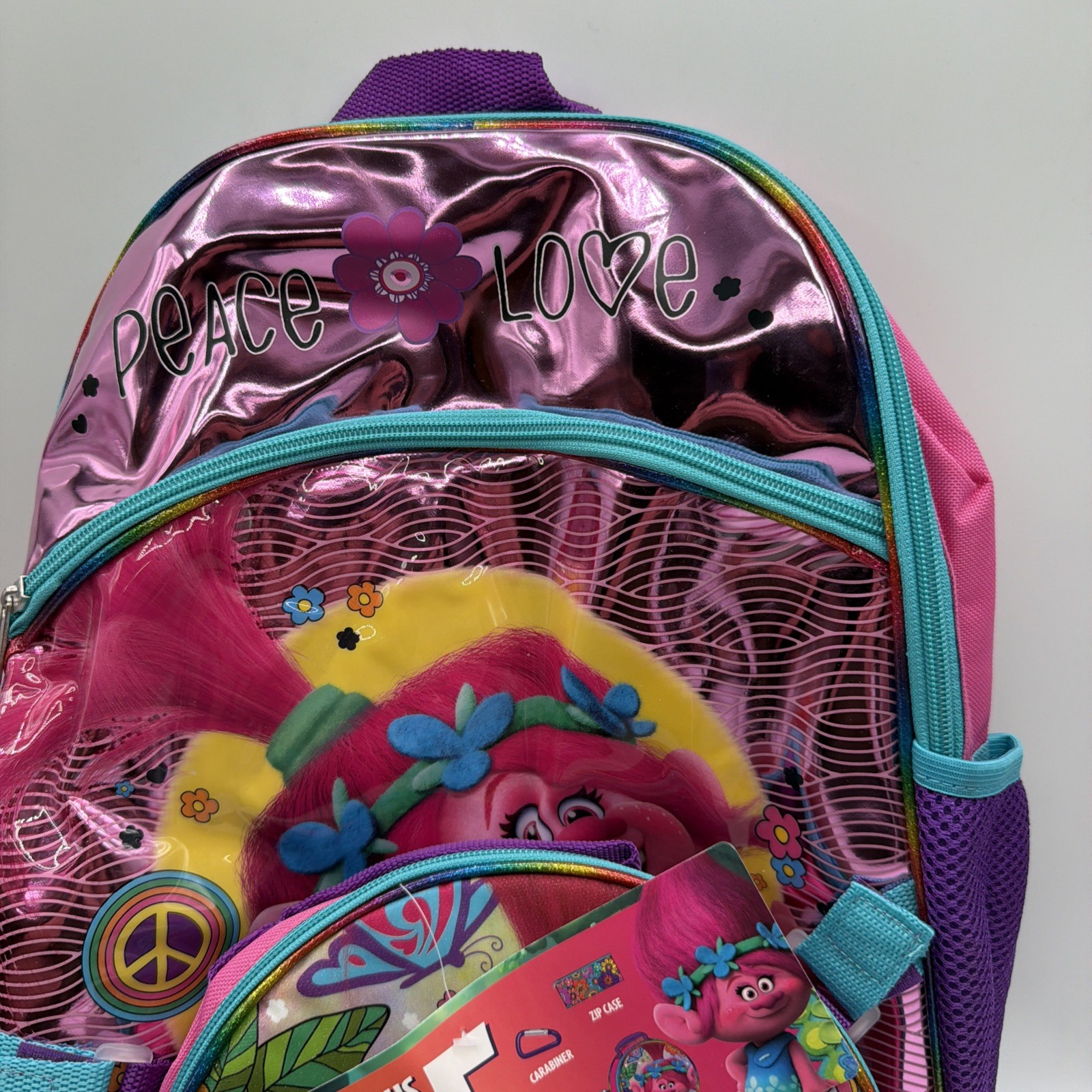 Trolls 5-Pc Backpack Set with Water Bottle, Lunch Bag, Pencil Case, Carabiner