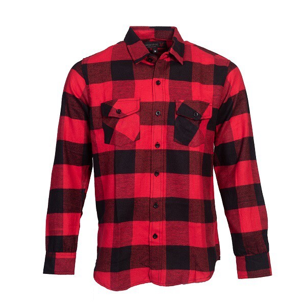 Men’s 100% Cotton Plaid Flannel Casual Button Down Shirts Red Buffalo