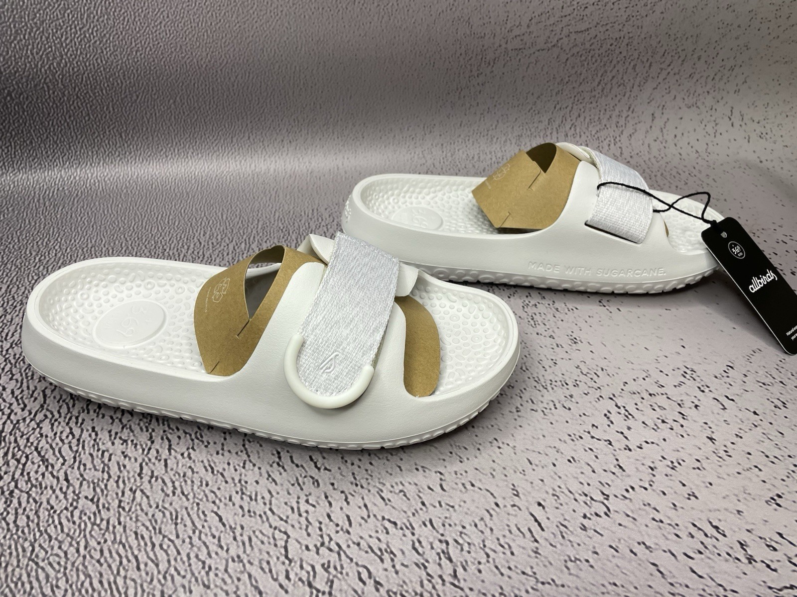 Allbirds Unisex Sugar Slide Sandals White Blizzard Eco Friendly Size W 13 M 11