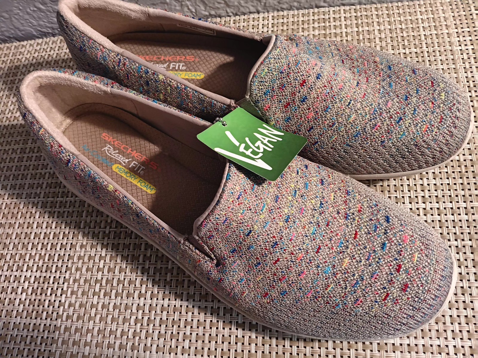 NEW~SKECHERS~Reggae Fest Wicker~TAUPE~Slip On~BALLET FLATS~comfort shoe~49291~11